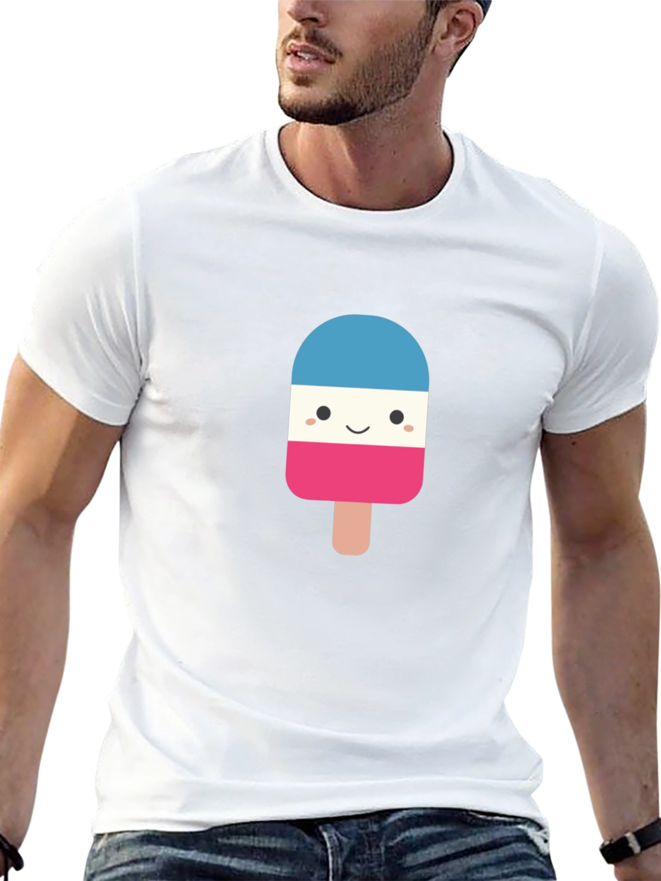 Novelty Popsicle Graphic Tee - Black Cotton Blend