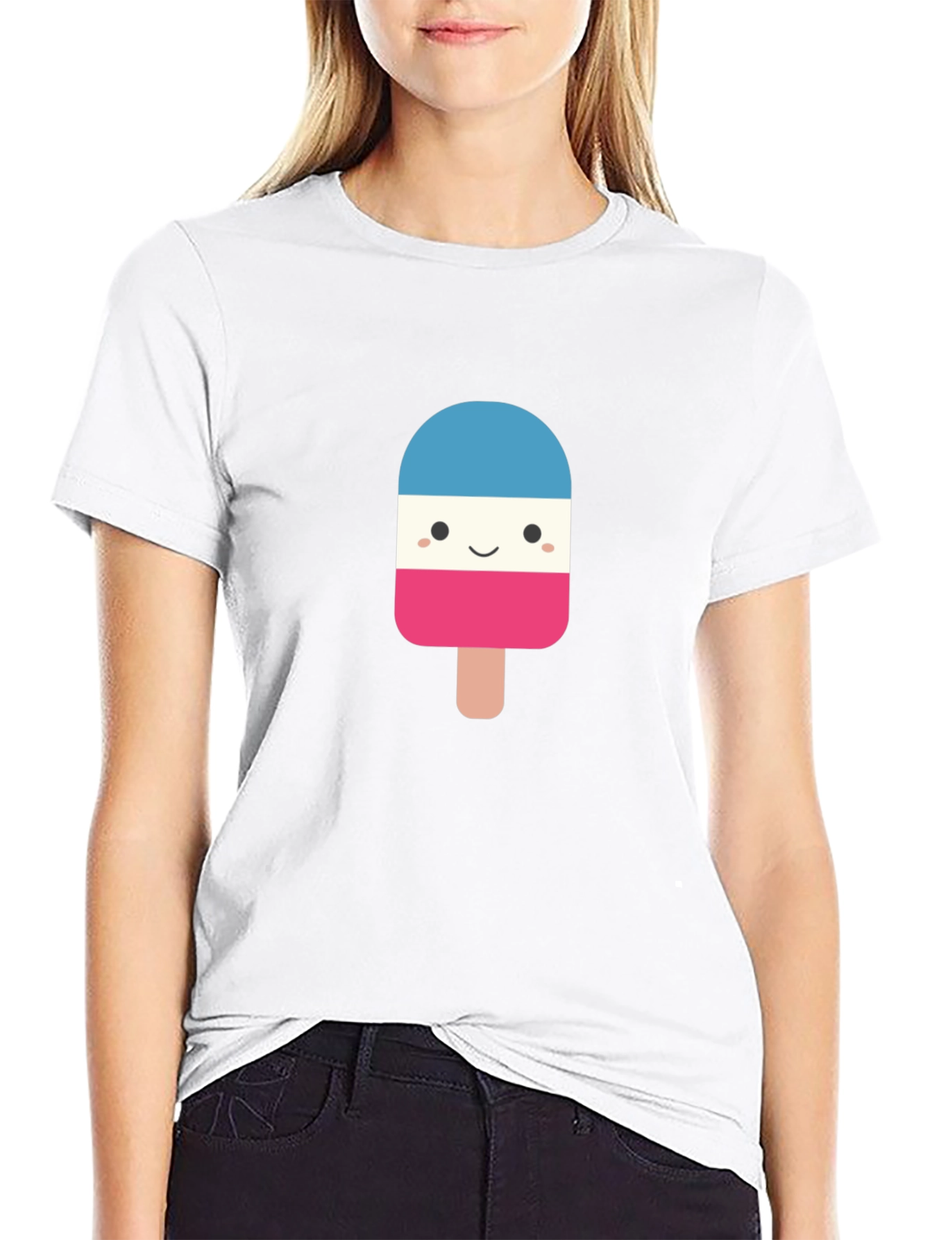 Novelty Popsicle Graphic Tee - Black Cotton Blend