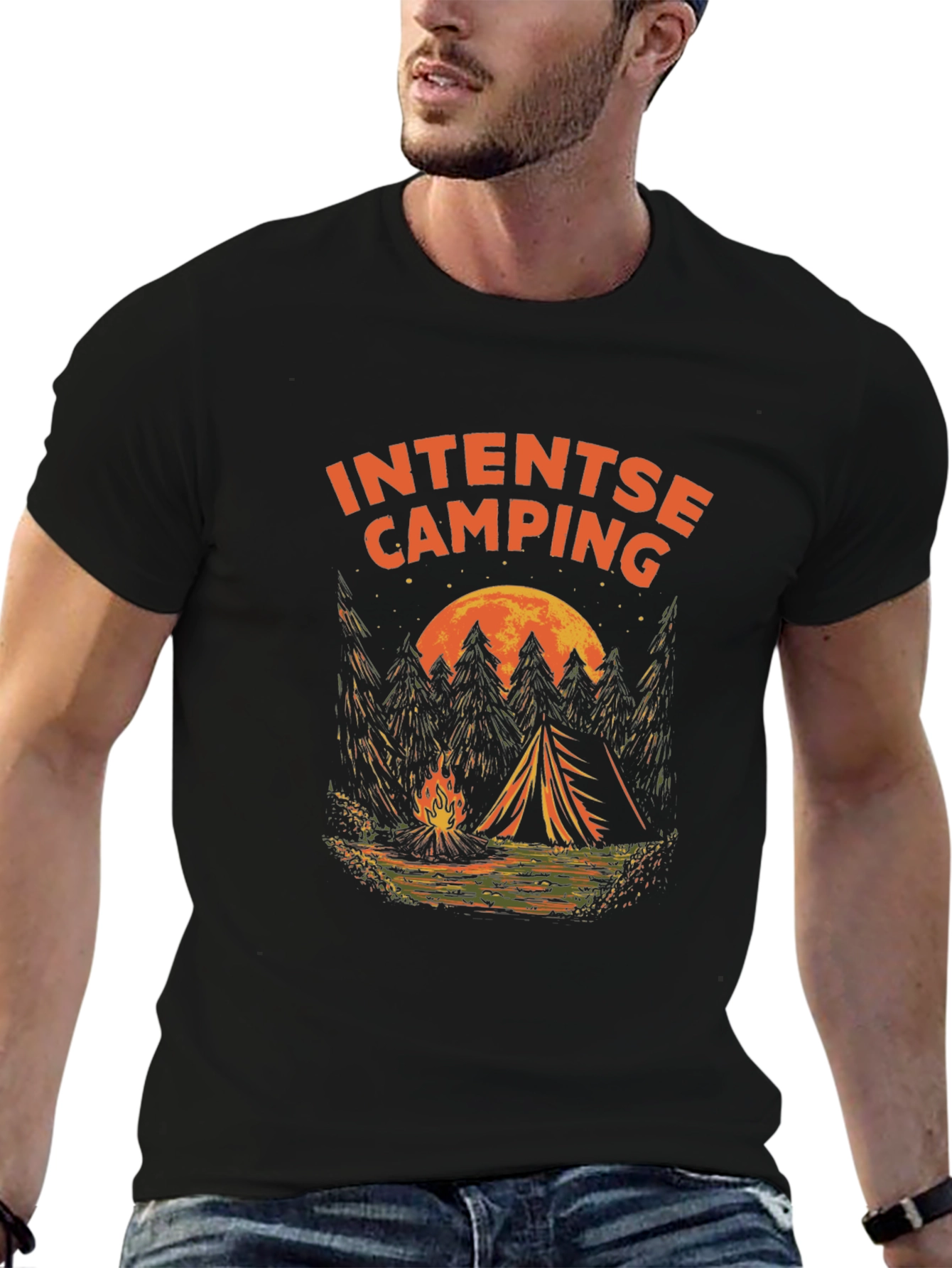 Intense Camping Graphic T-Shirt - Black