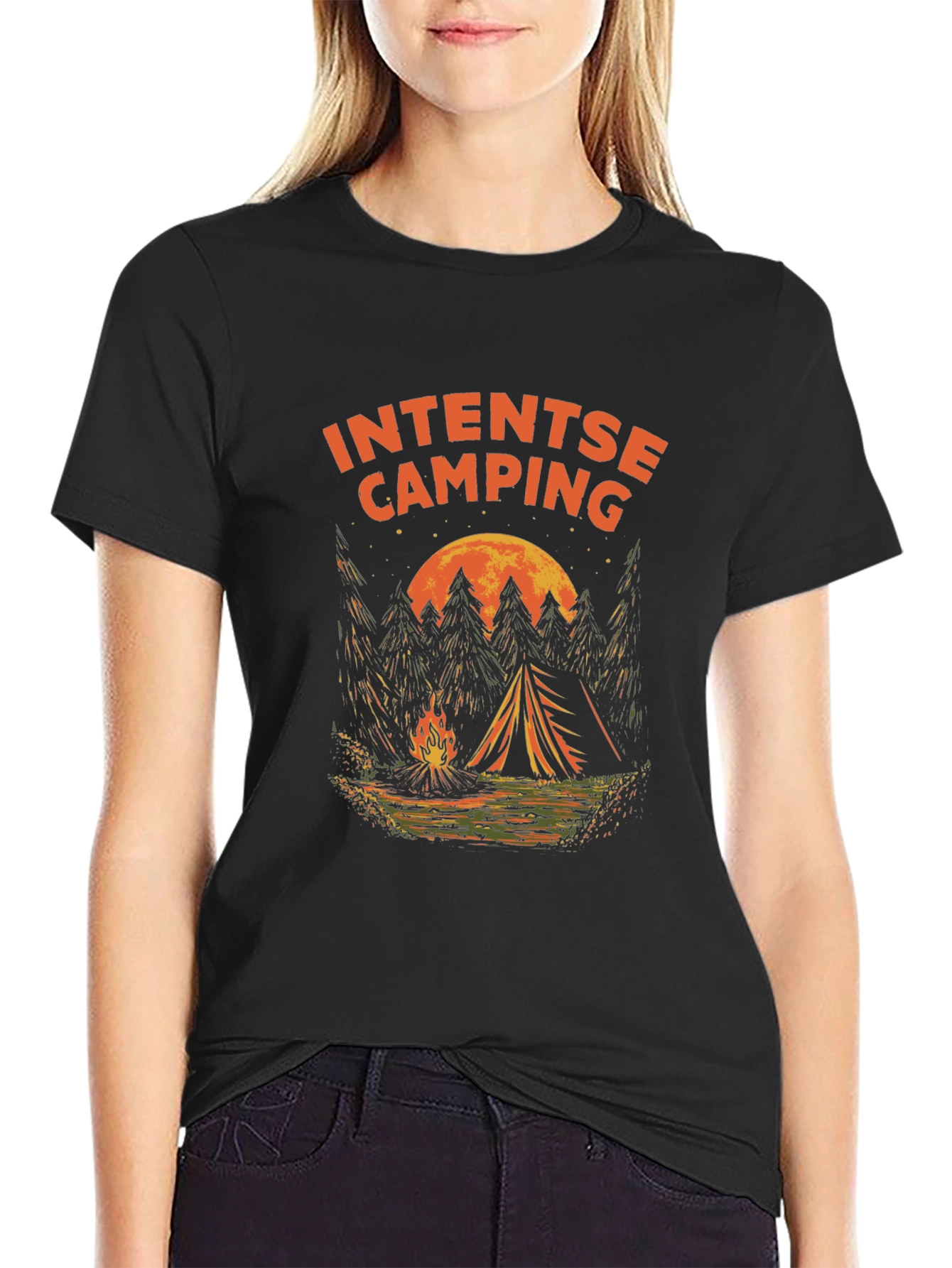 Intense Camping Graphic T-Shirt - Black