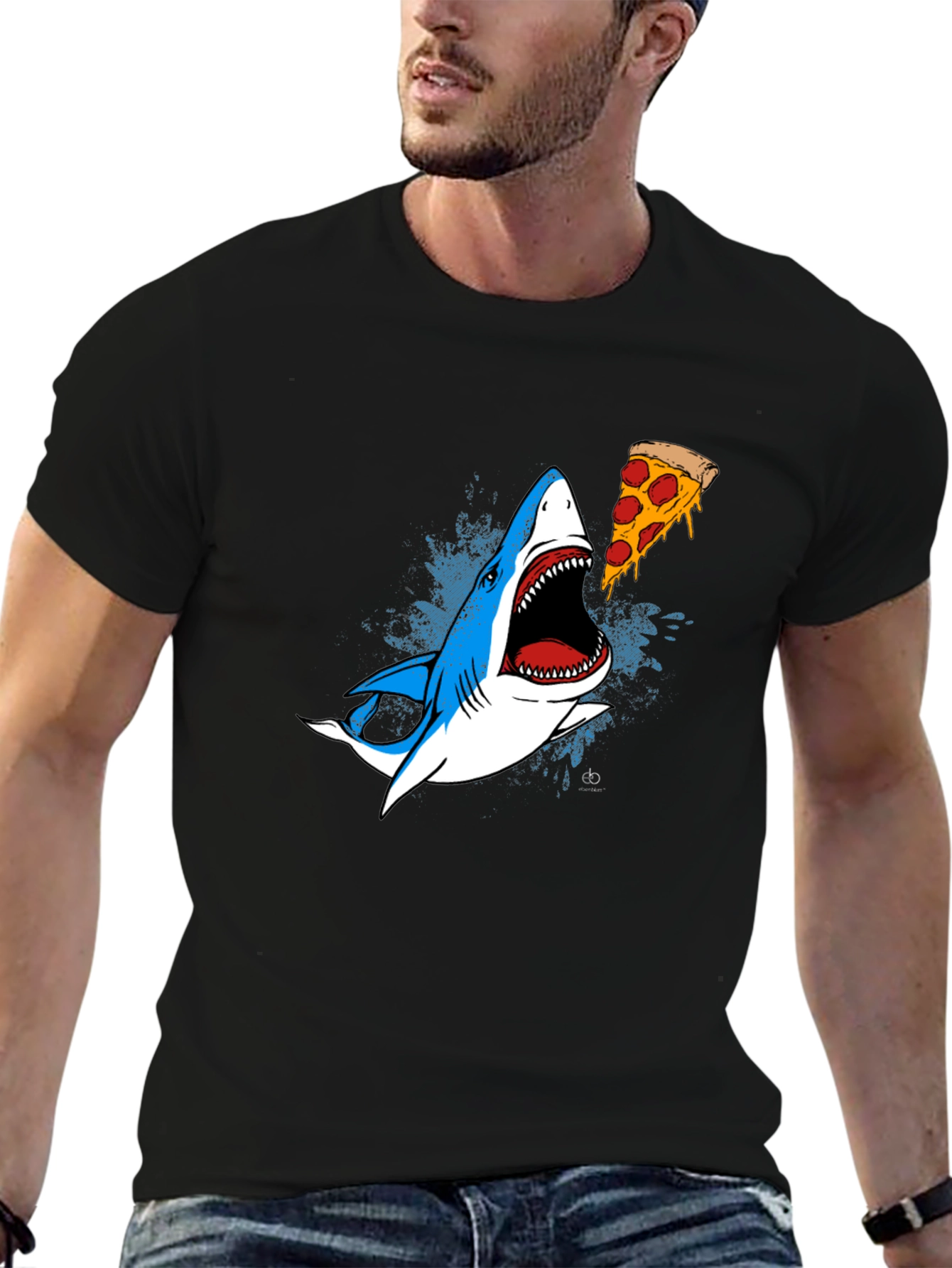 Shark Pizza Graphic Tee - Novelty Print T-Shirt