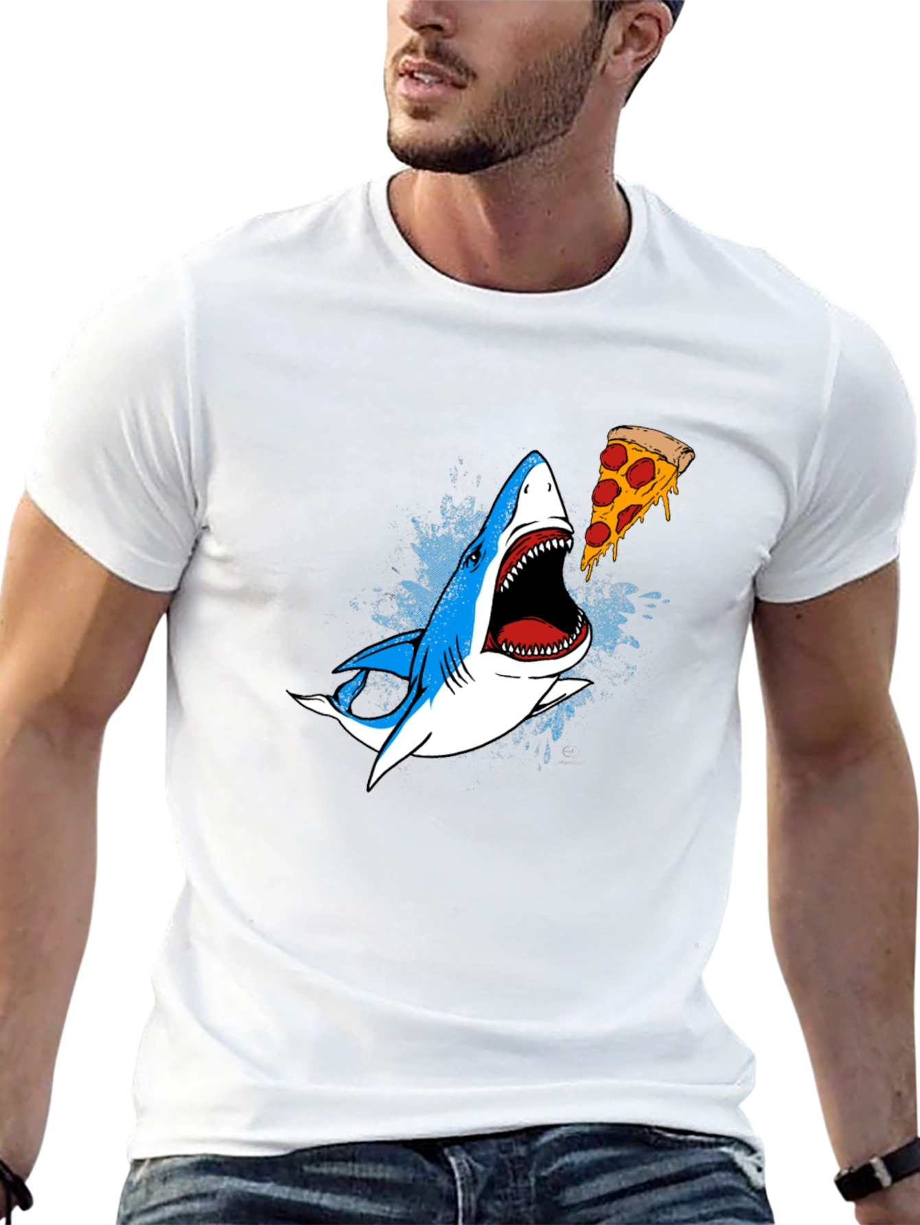 Shark Pizza Graphic Tee - Novelty Print T-Shirt