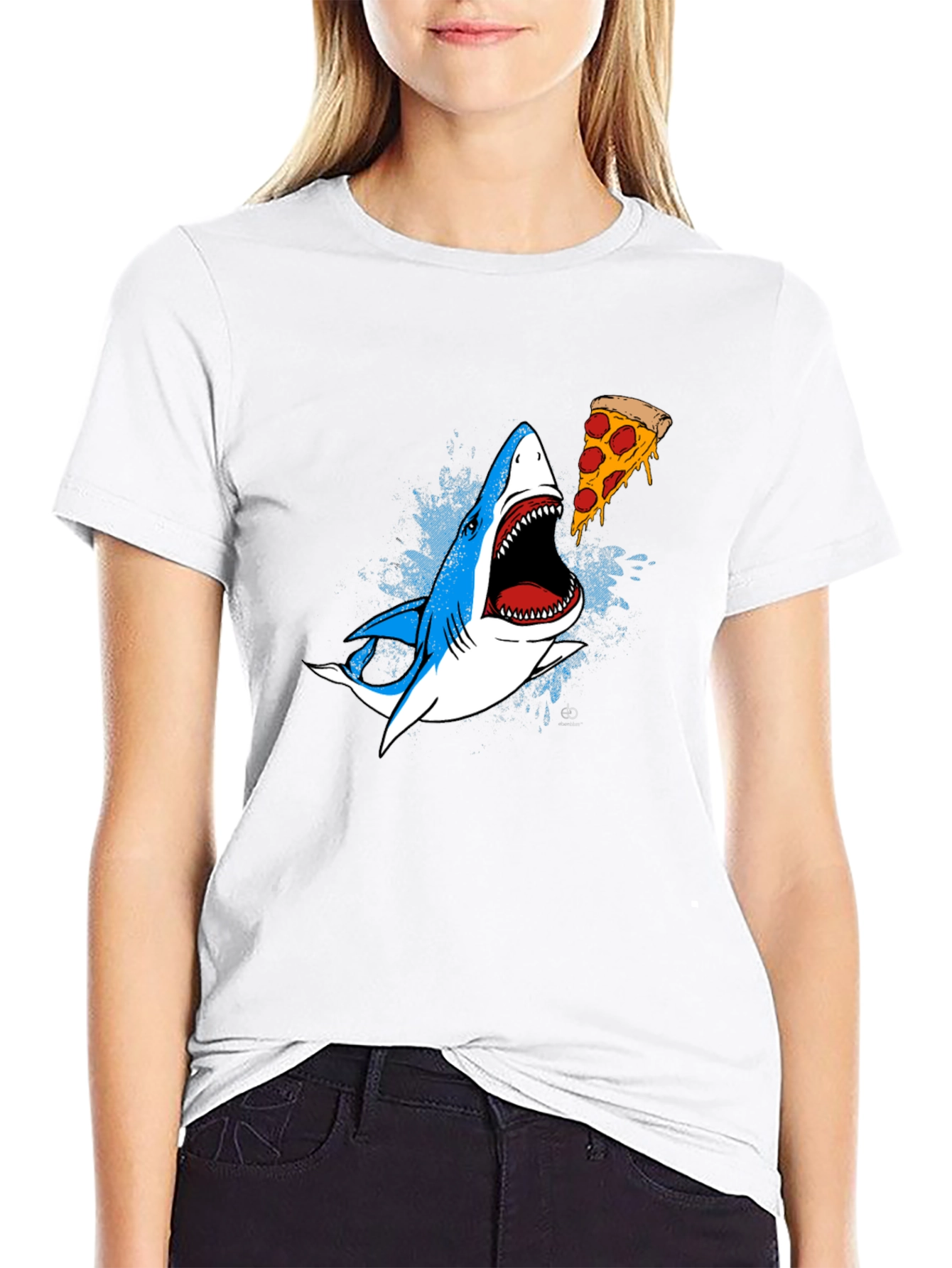 Shark Pizza Graphic Tee - Novelty Print T-Shirt
