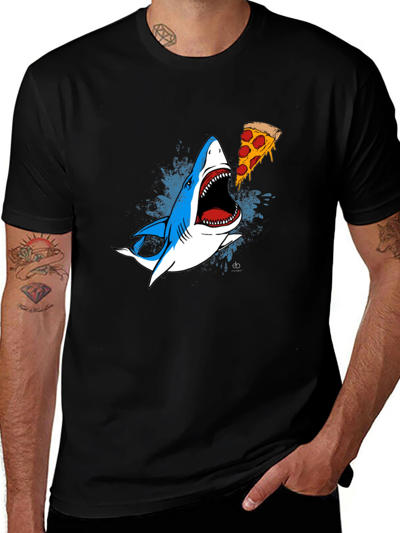 Shark Pizza Graphic Tee - Novelty Print T-Shirt