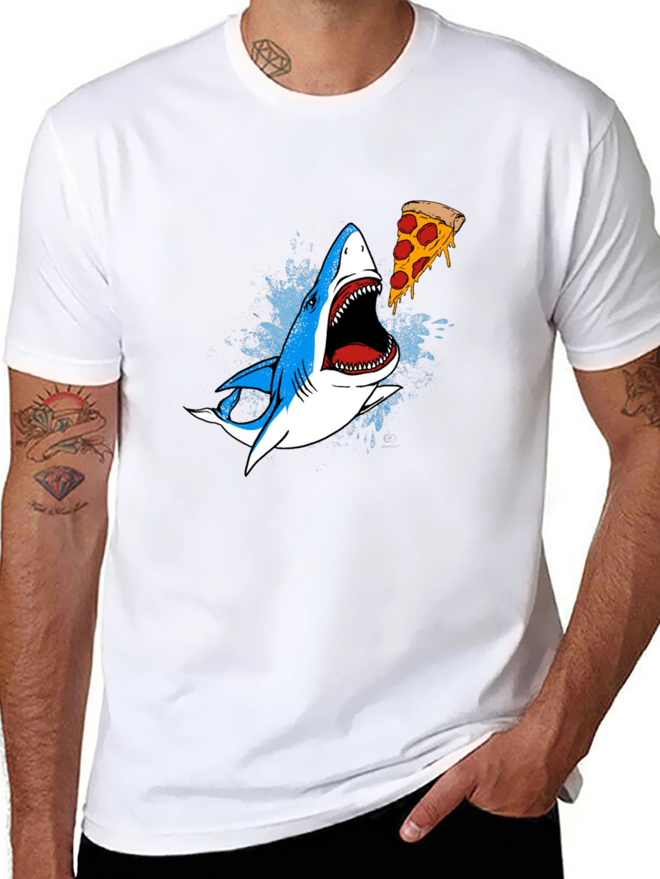 Shark Pizza Graphic Tee - Novelty Print T-Shirt