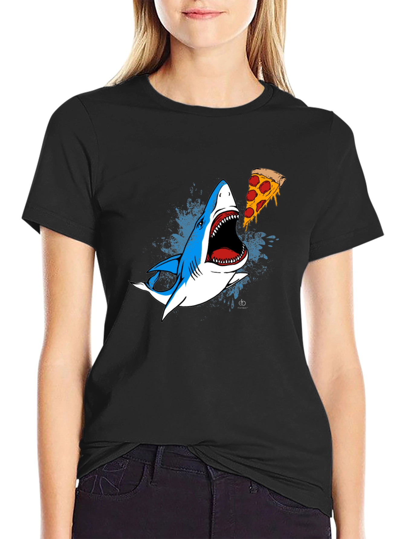 Shark Pizza Graphic Tee - Novelty Print T-Shirt