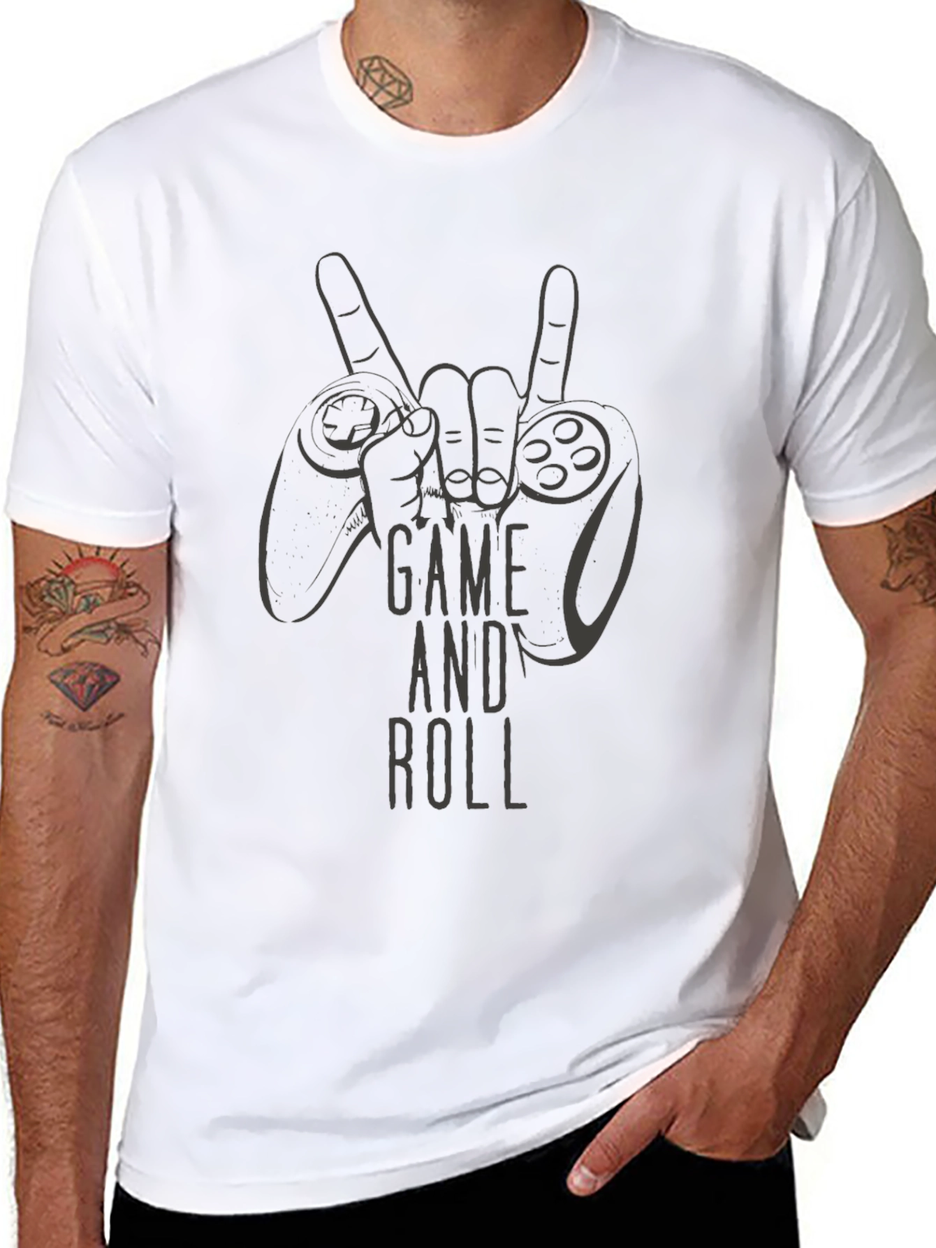 Game And Roll T-Shirt - Gamer Rocker Style