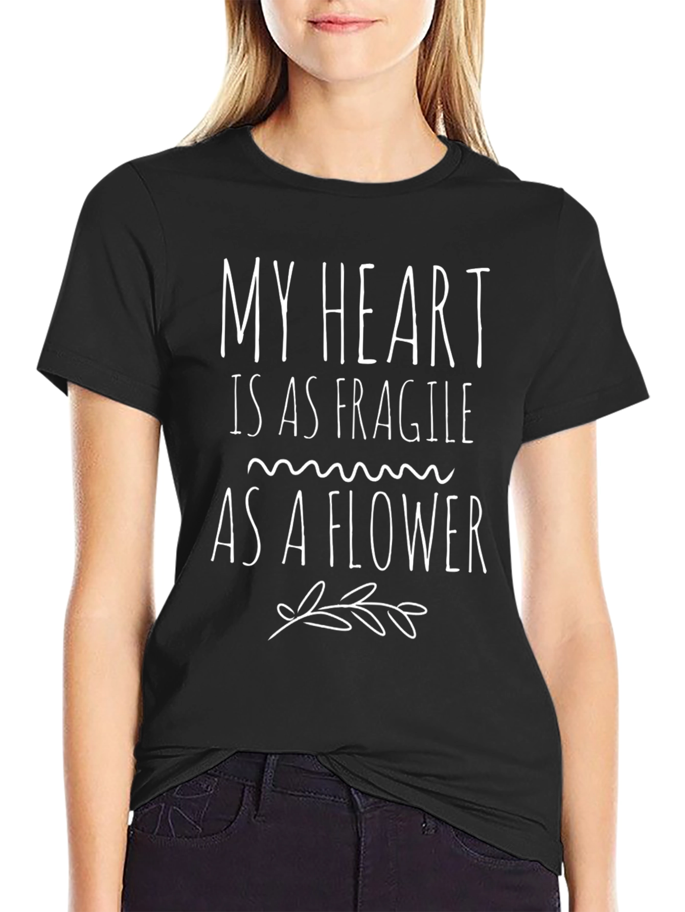 Fragile Heart Flower Graphic T-Shirt