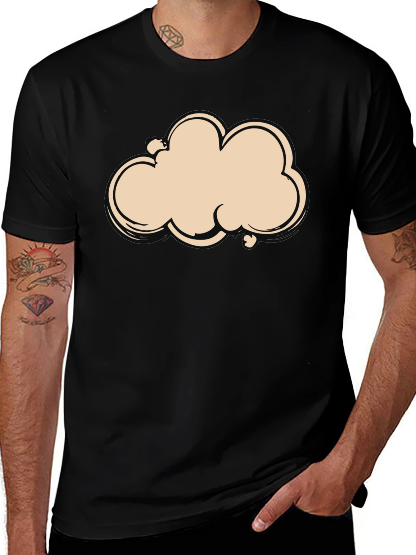 Cloud Graphic Tee - Black Cotton T-Shirt