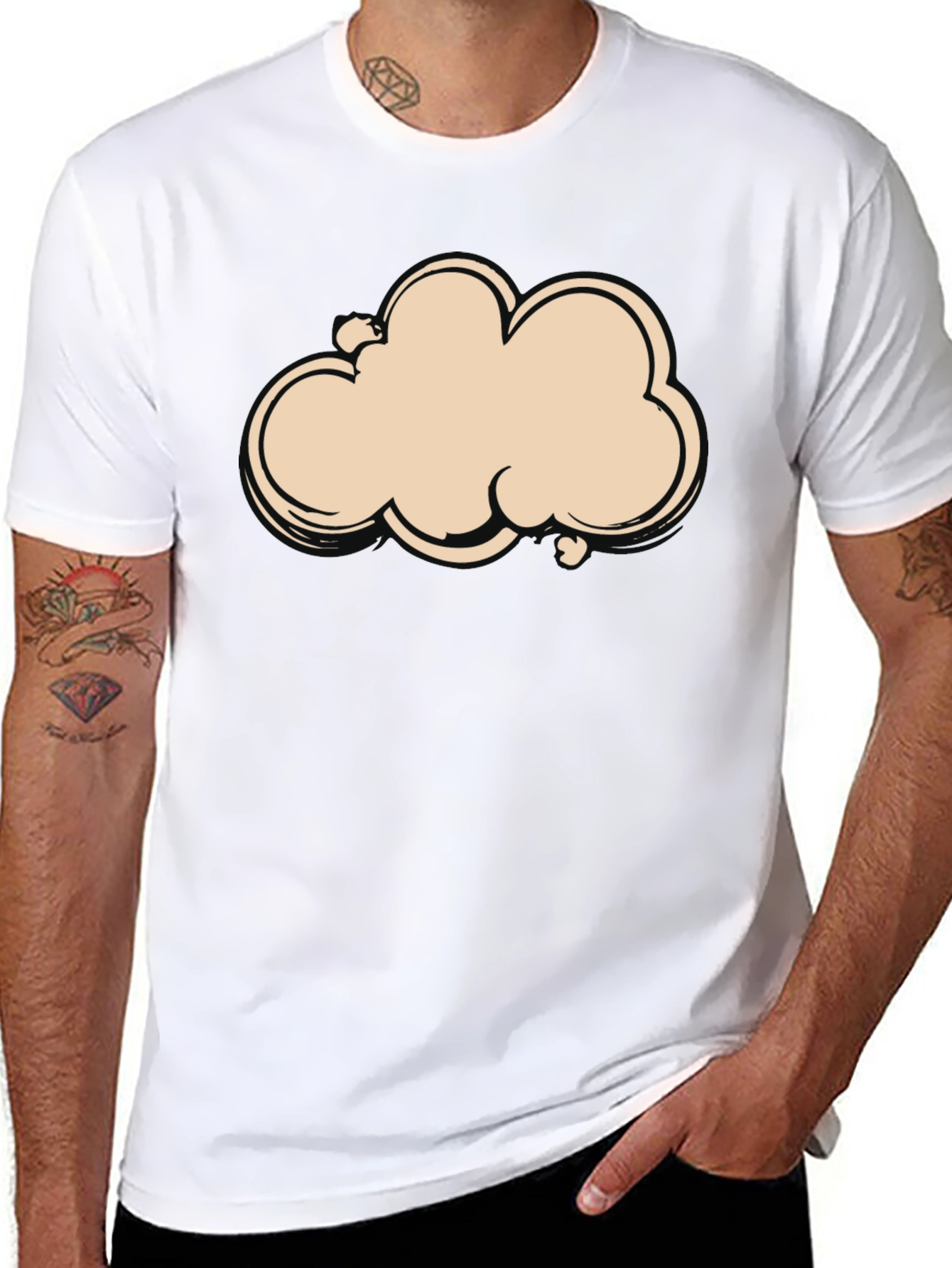 Cloud Graphic Tee - Black Cotton T-Shirt