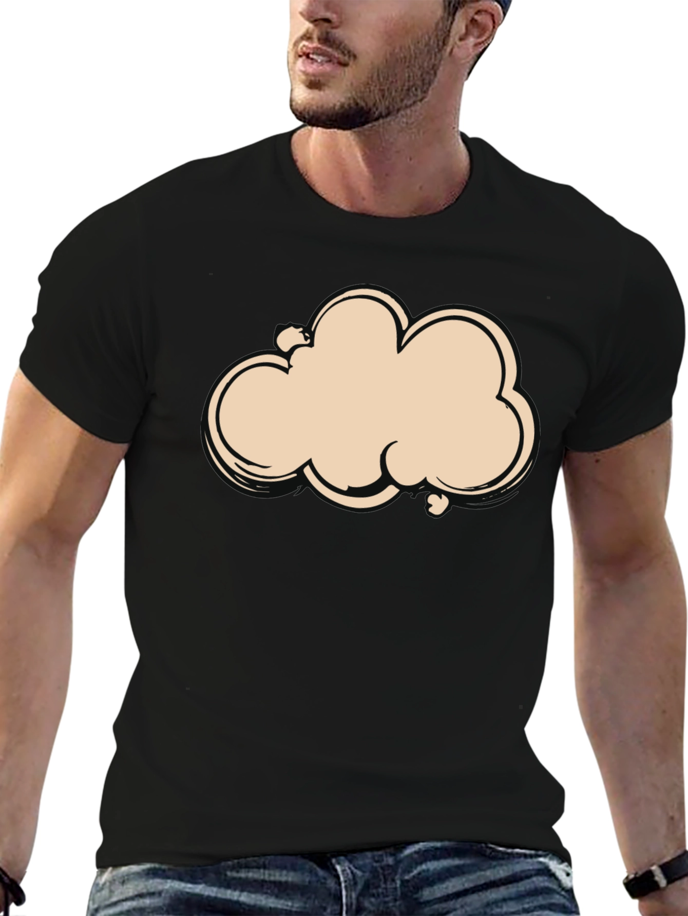 Cloud Graphic Tee - Black Cotton T-Shirt