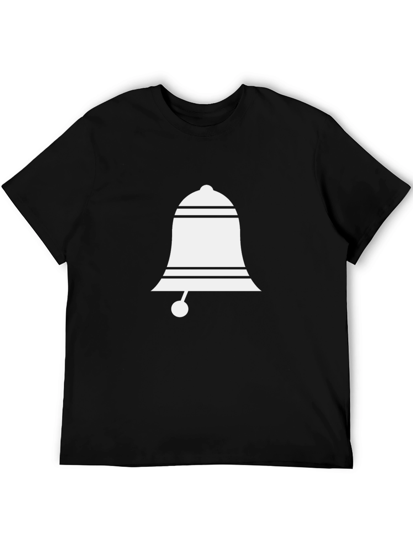 Black T-Shirt with White Bell Graphic