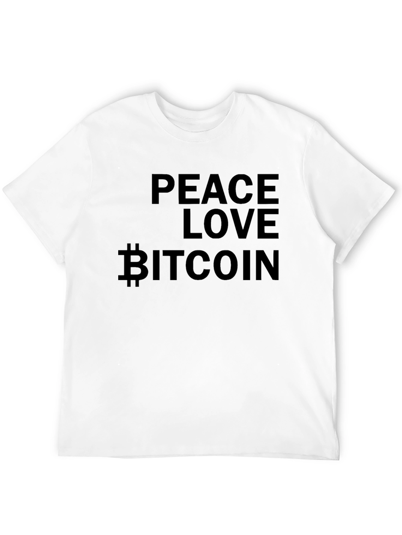 Peace Love Bitcoin Black Graphic T-Shirt