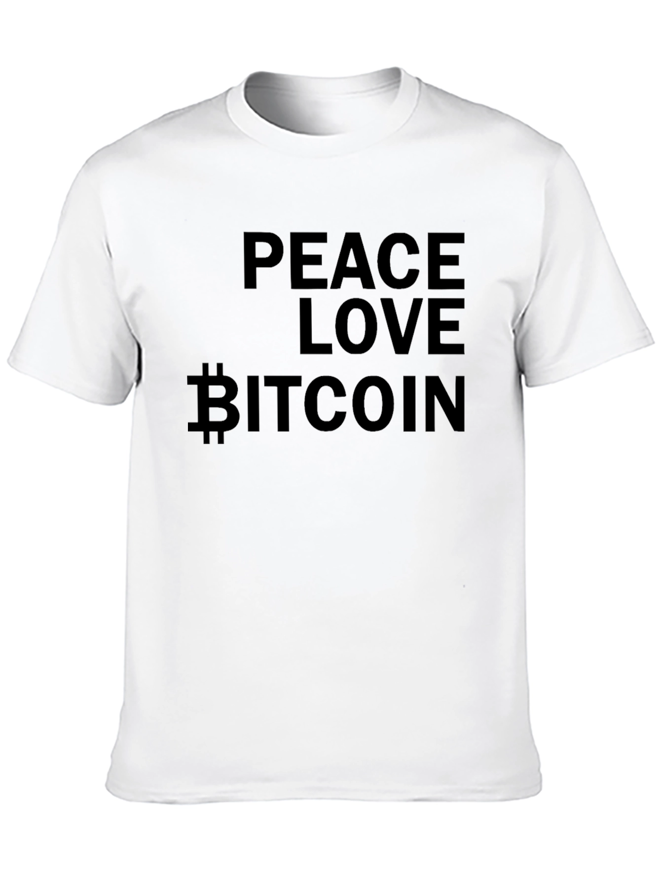 Peace Love Bitcoin Black Graphic T-Shirt