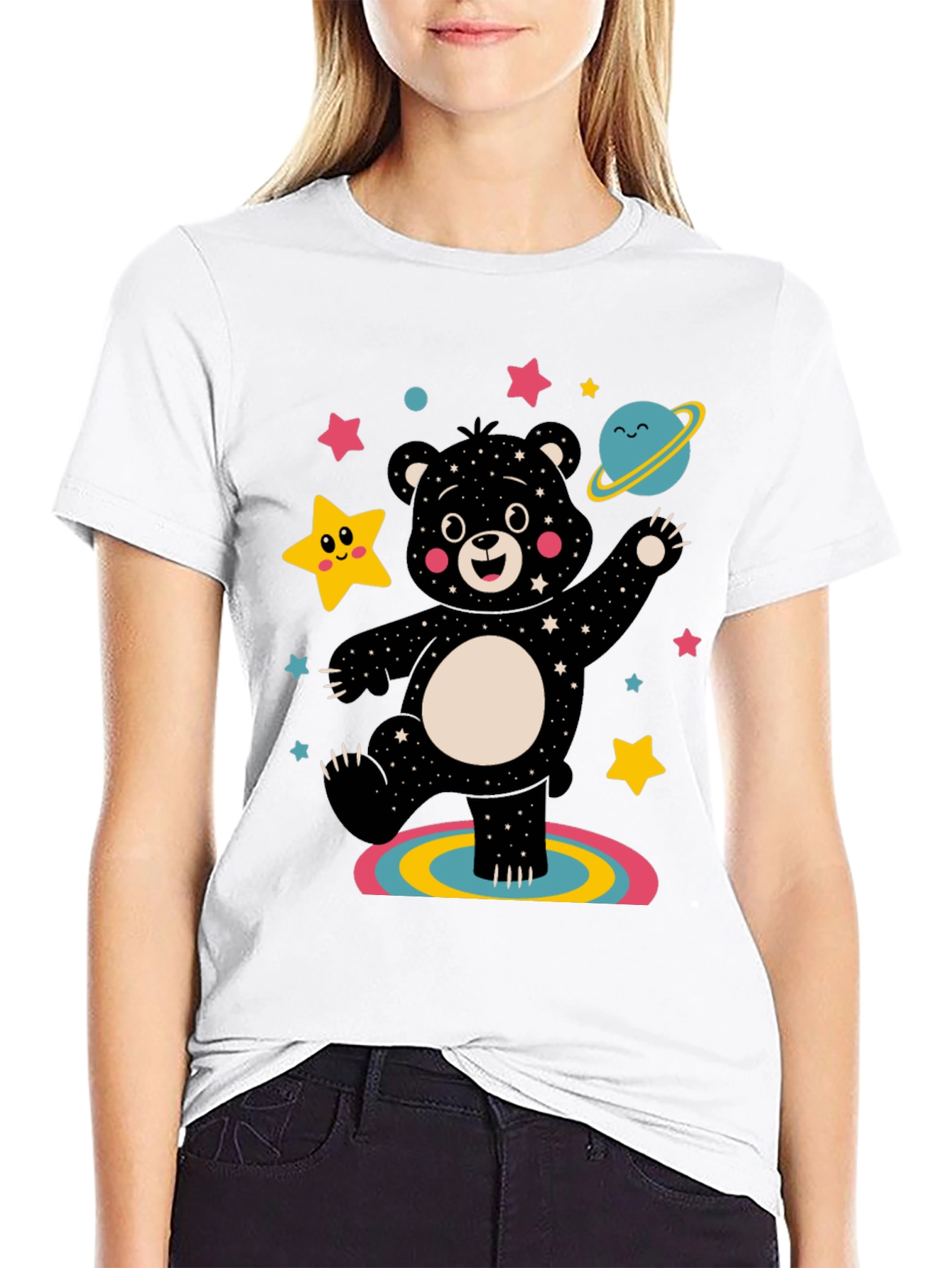 Cosmic Bear Graphic Tee - Black Unisex Shirt