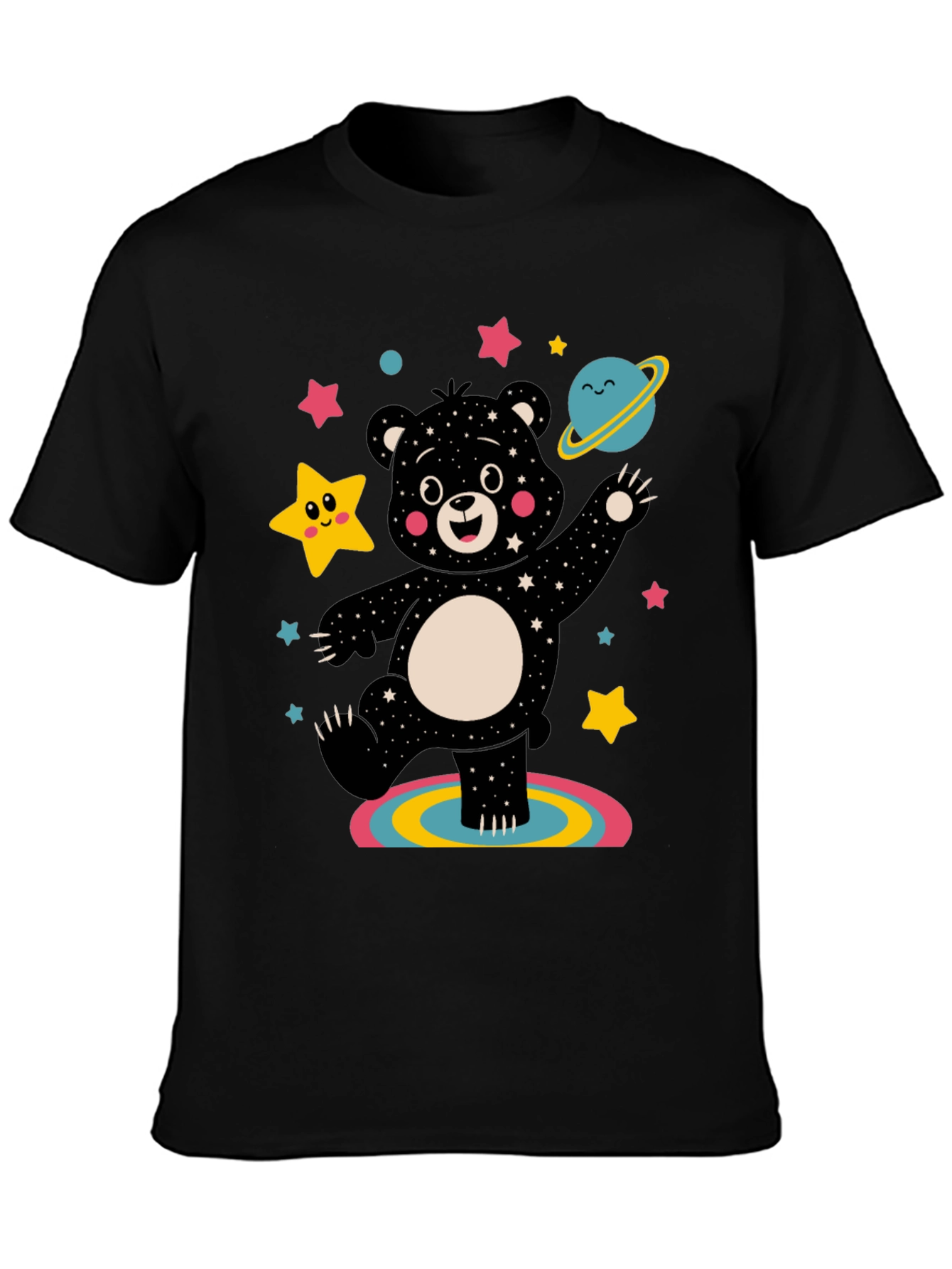 Cosmic Bear Graphic Tee - Black Unisex Shirt