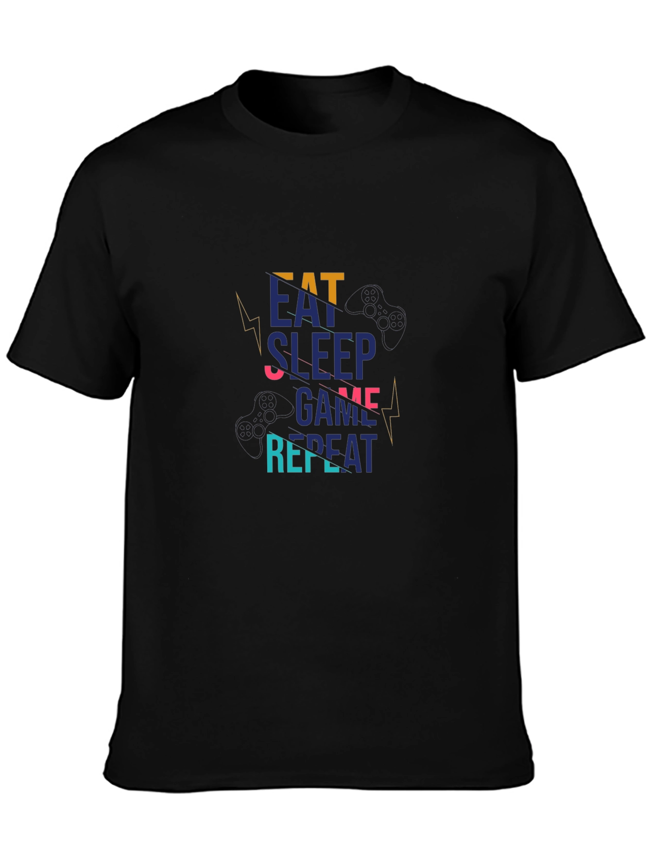 Eat Sleep Game Repeat Black Graphic Tee