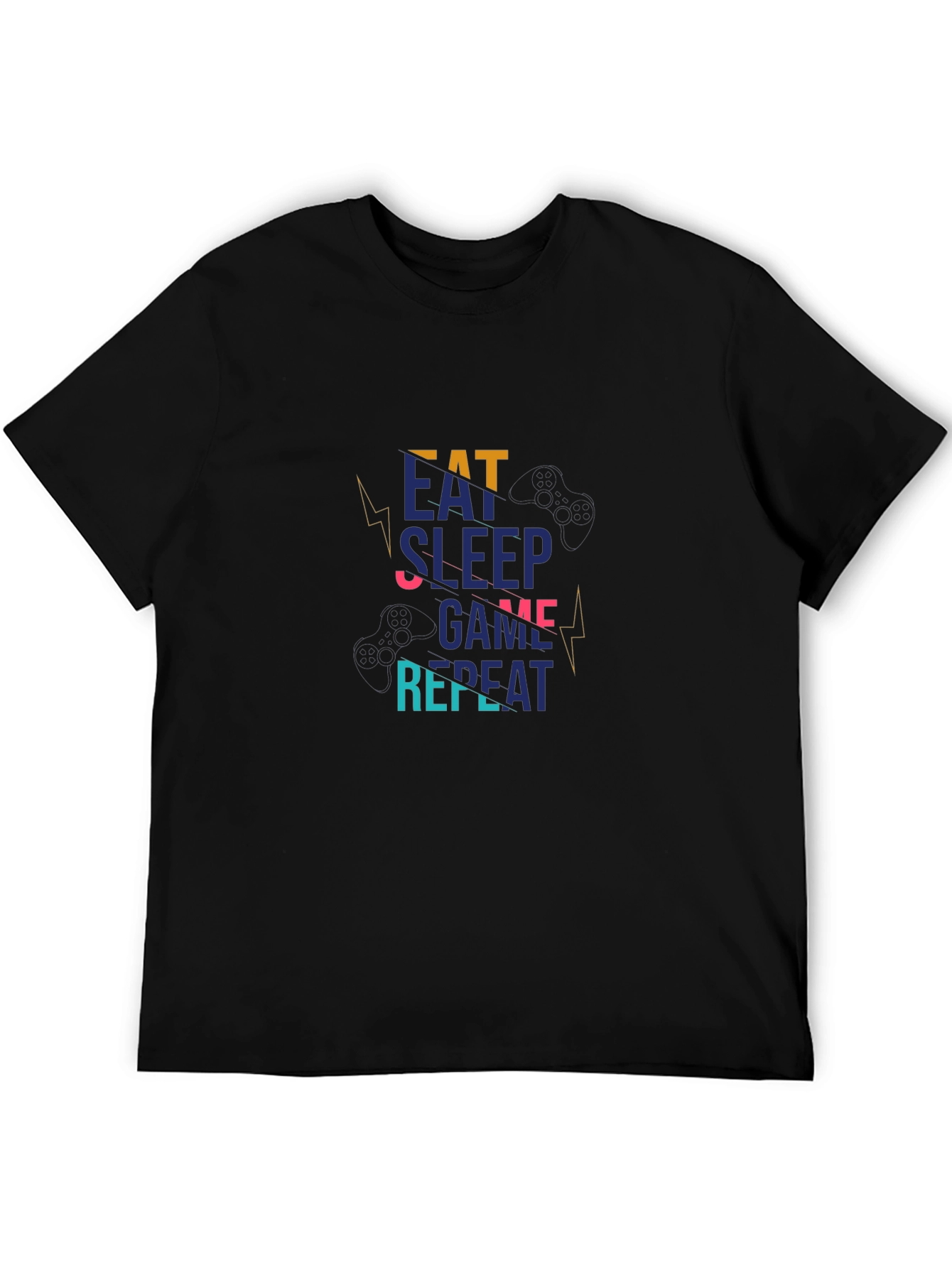 Eat Sleep Game Repeat Black Graphic Tee