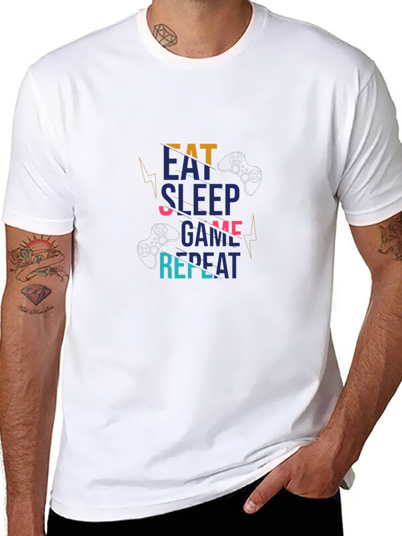 Eat Sleep Game Repeat Black Graphic Tee