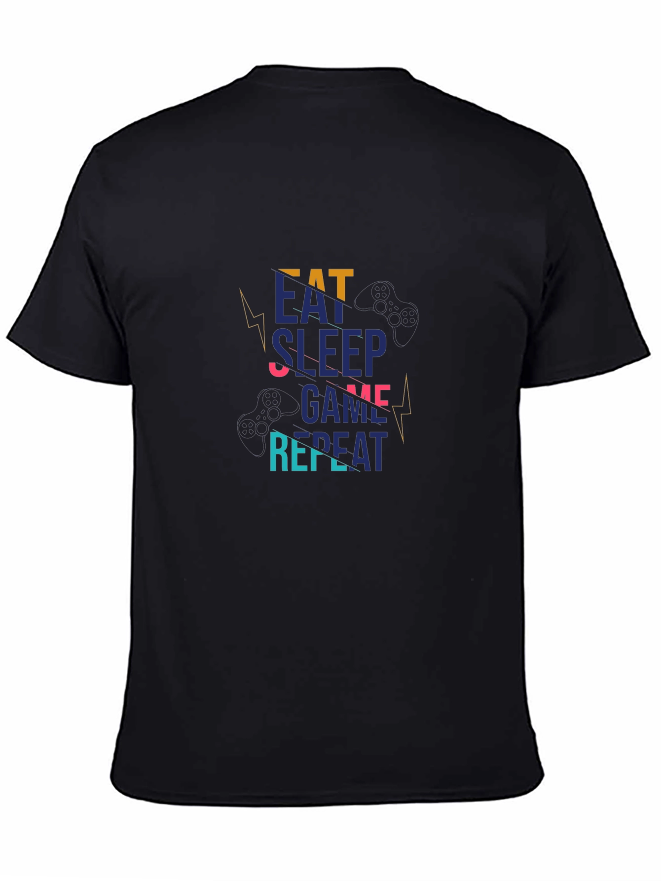 Eat Sleep Game Repeat Black Graphic Tee