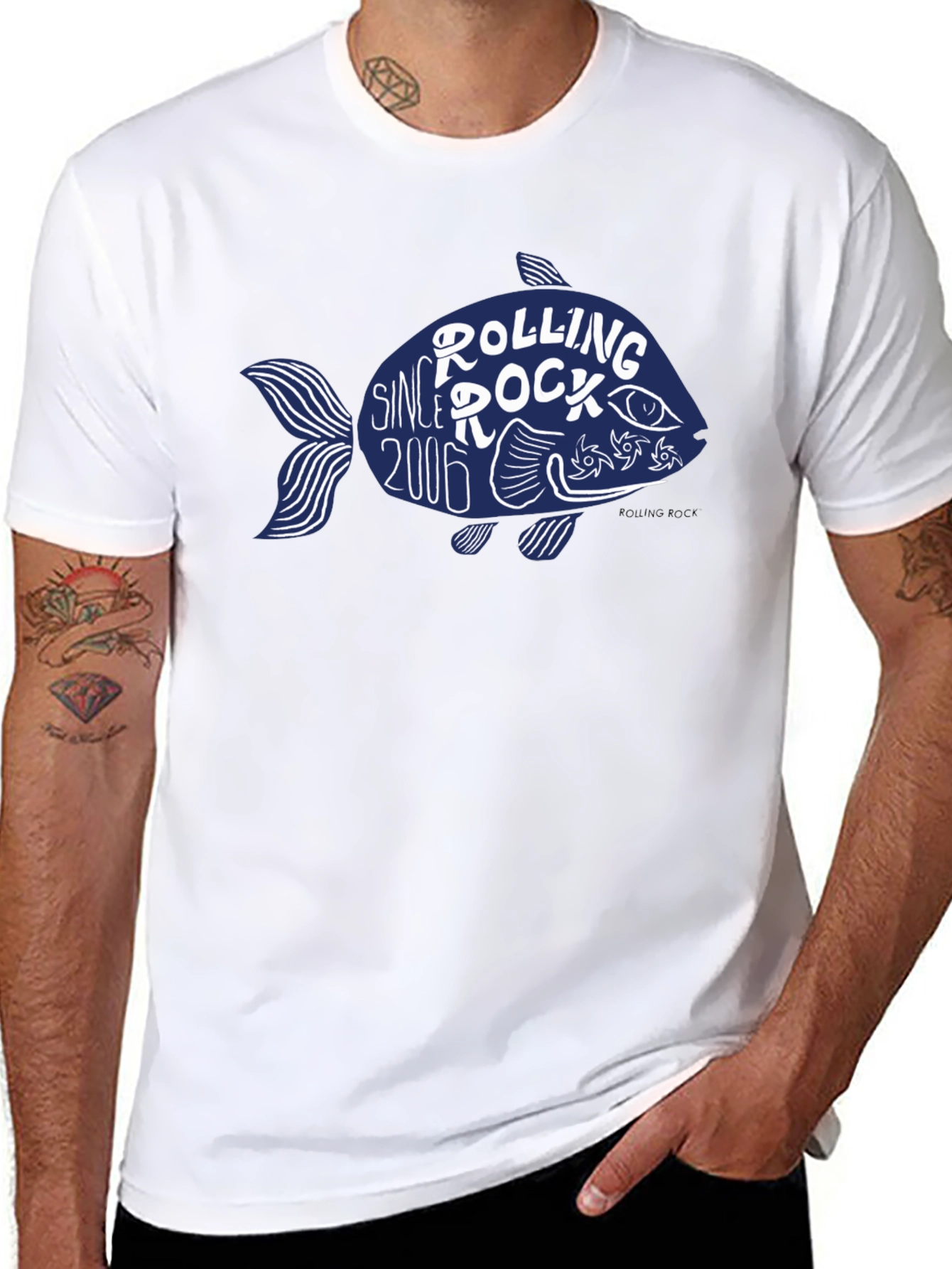 Rolling Rock Since 2006 Fish Graphic T-Shirt