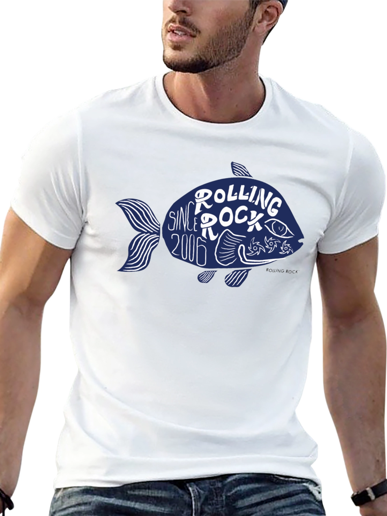 Rolling Rock Since 2006 Fish Graphic T-Shirt