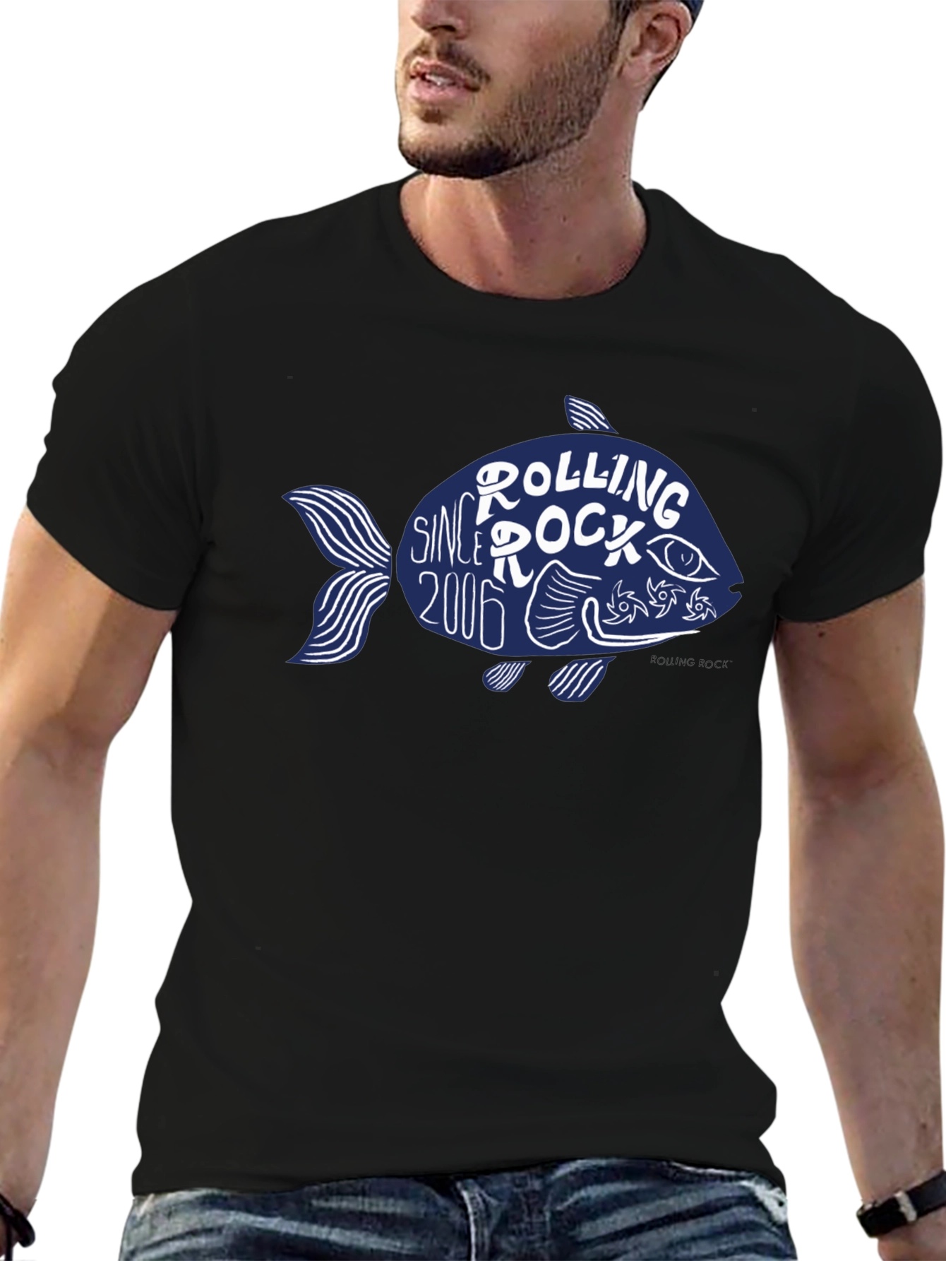 Rolling Rock Since 2006 Fish Graphic T-Shirt