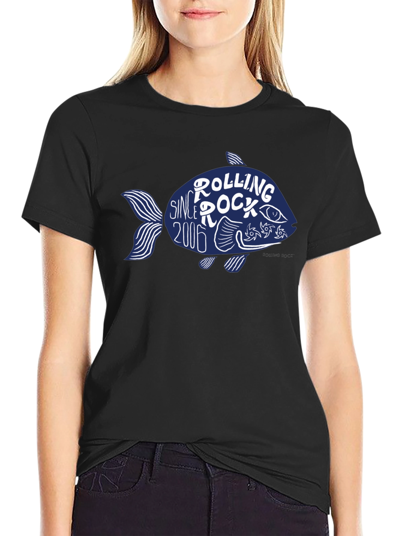 Rolling Rock Since 2006 Fish Graphic T-Shirt