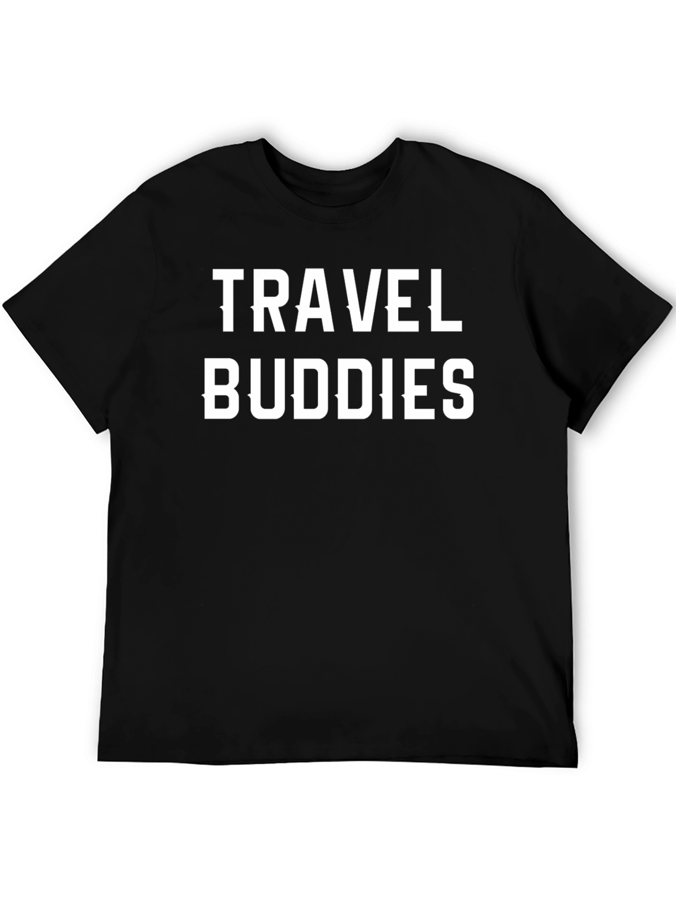 Travel Buddies Graphic Tee - Black Cotton T-Shirt