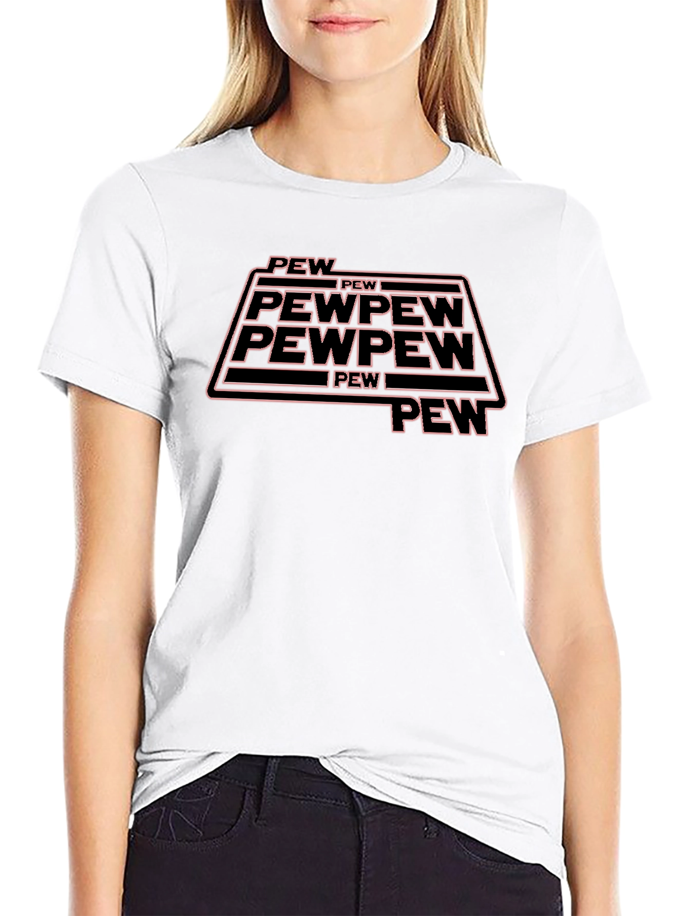 Pew Pew Funny Graphic Tee - Black