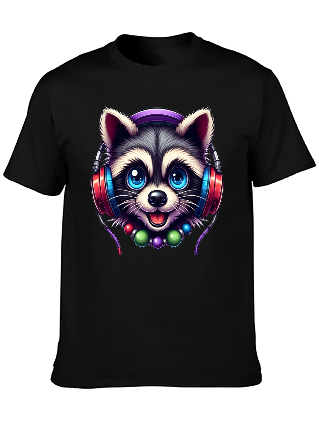 Cute Raccoon DJ Graphic T-Shirt