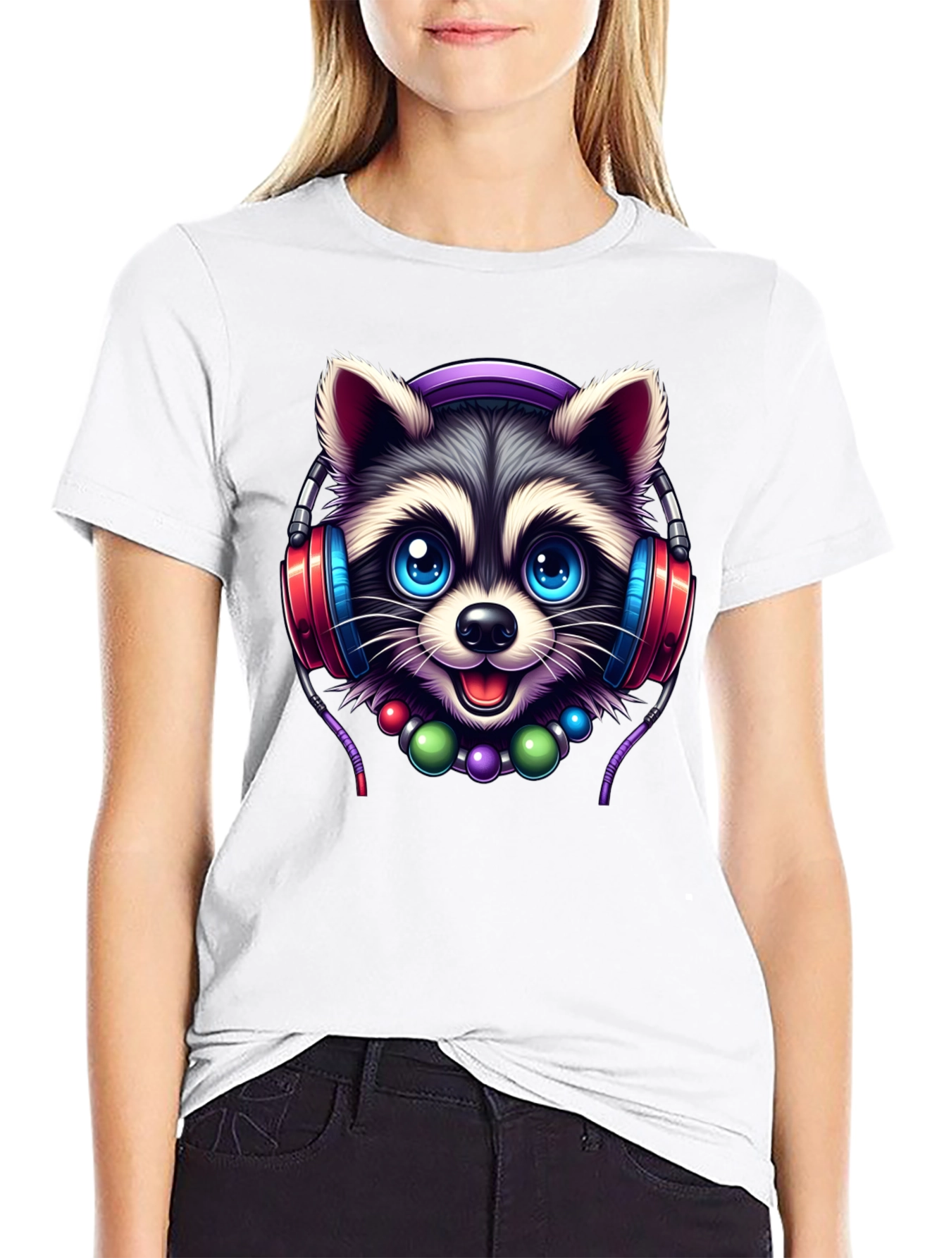 Cute Raccoon DJ Graphic T-Shirt