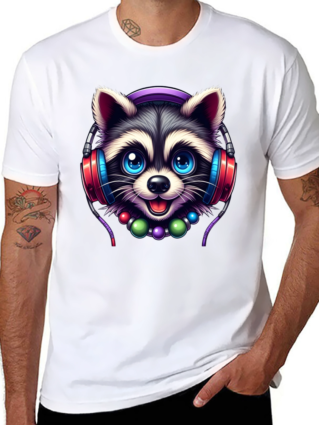 Cute Raccoon DJ Graphic T-Shirt