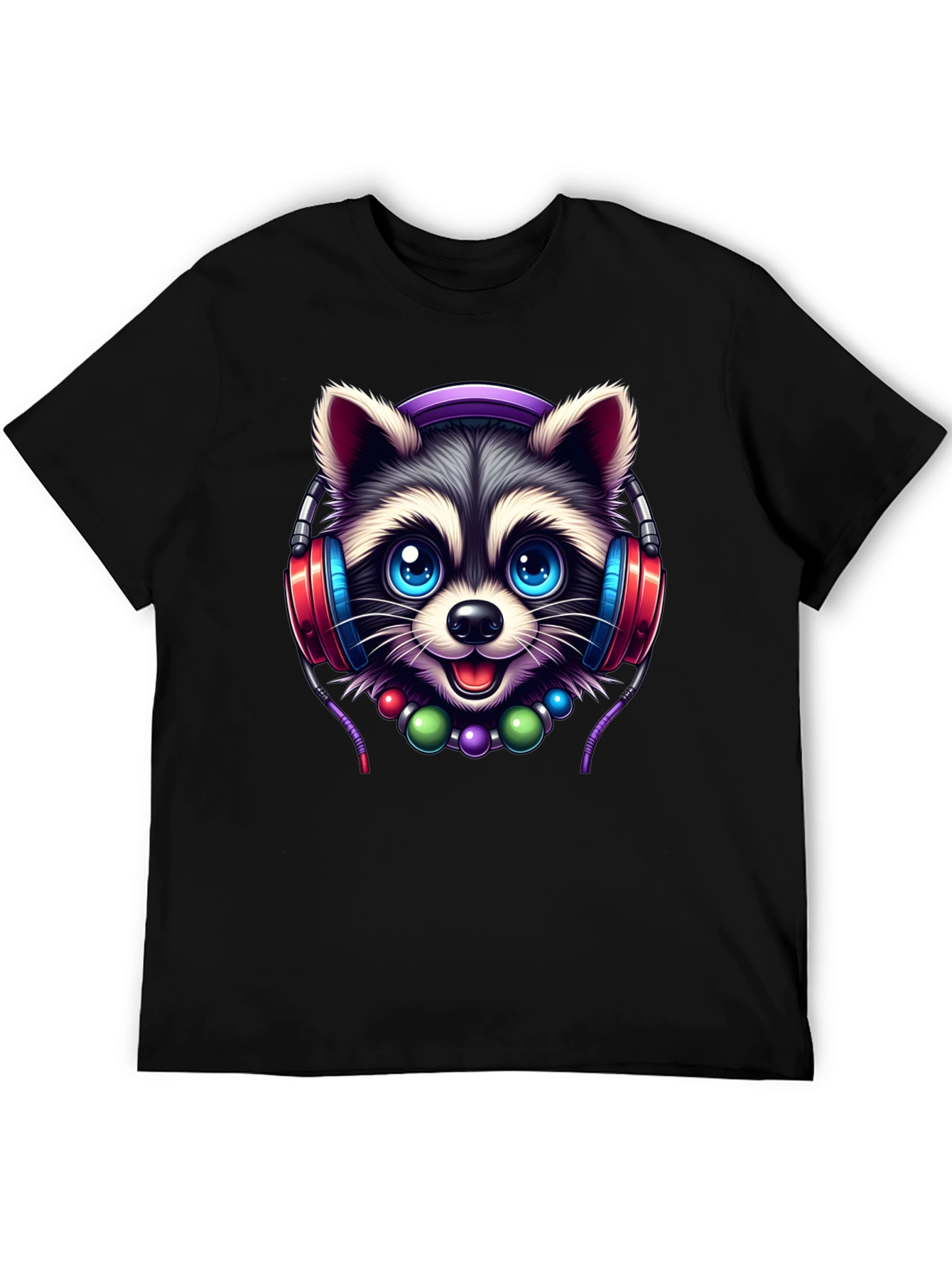 Cute Raccoon DJ Graphic T-Shirt