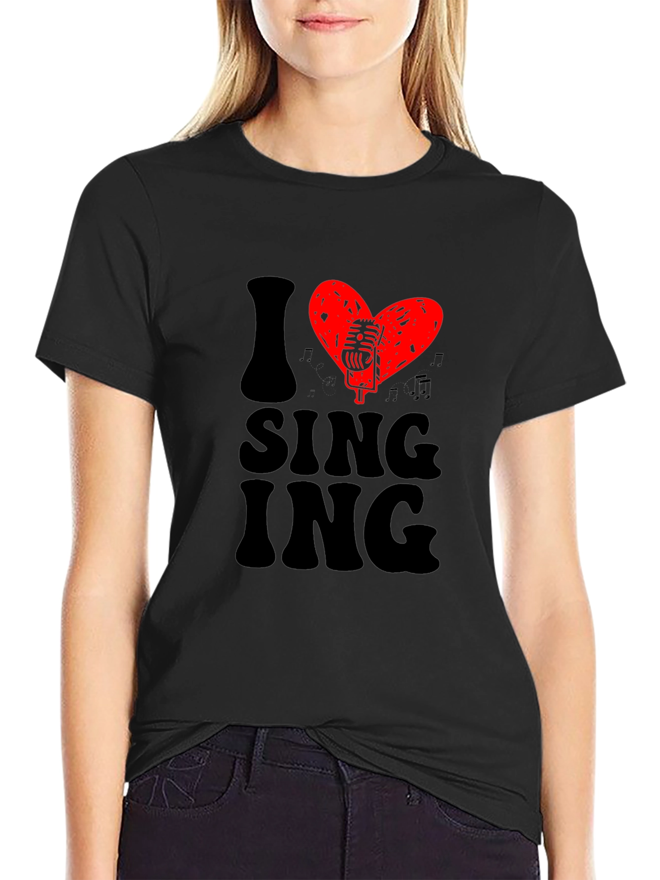 I Heart Singing Black T-Shirt