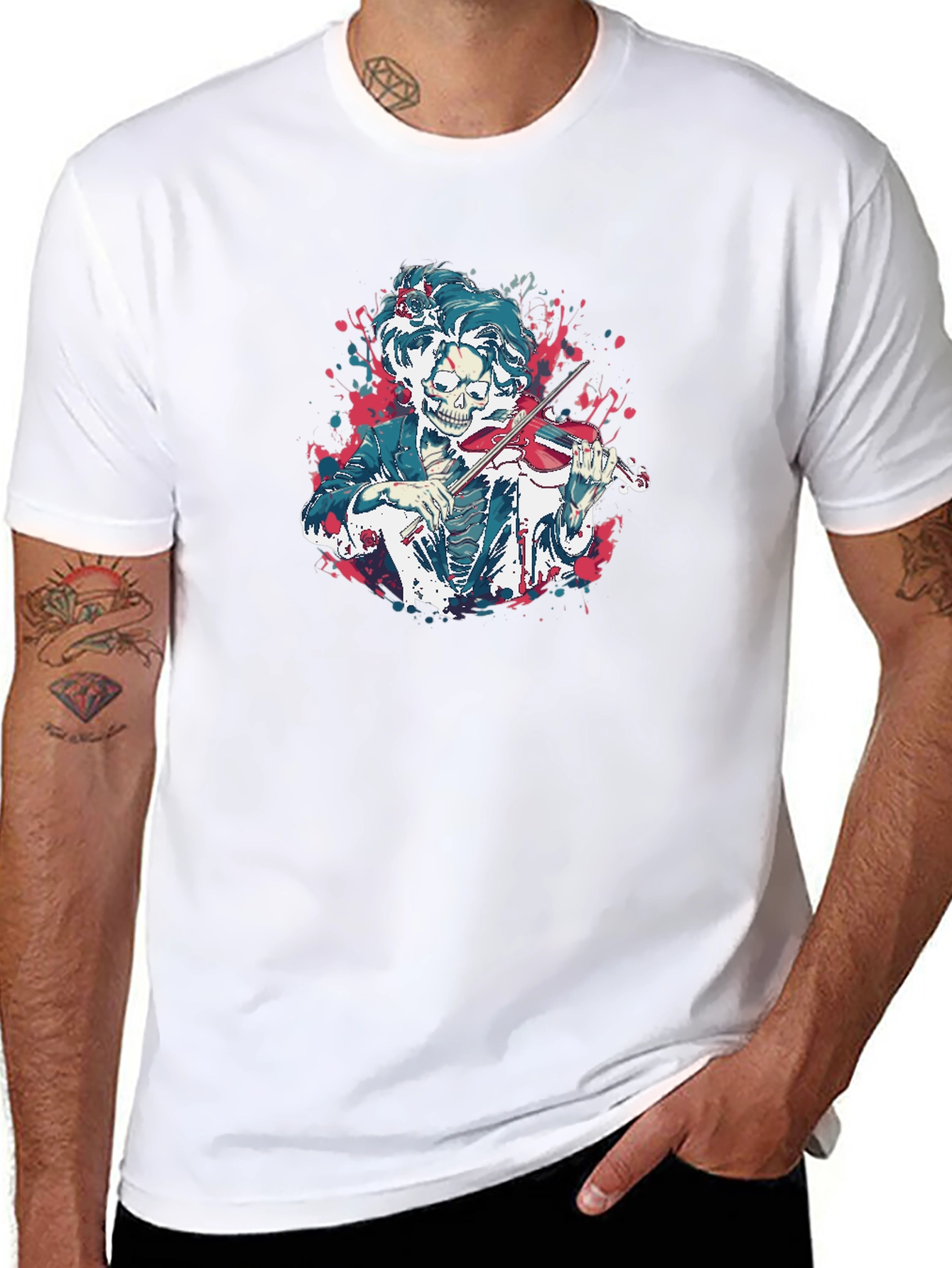 Skeleton Violinist Graphic Tee - Unique Music Lover Shirt
