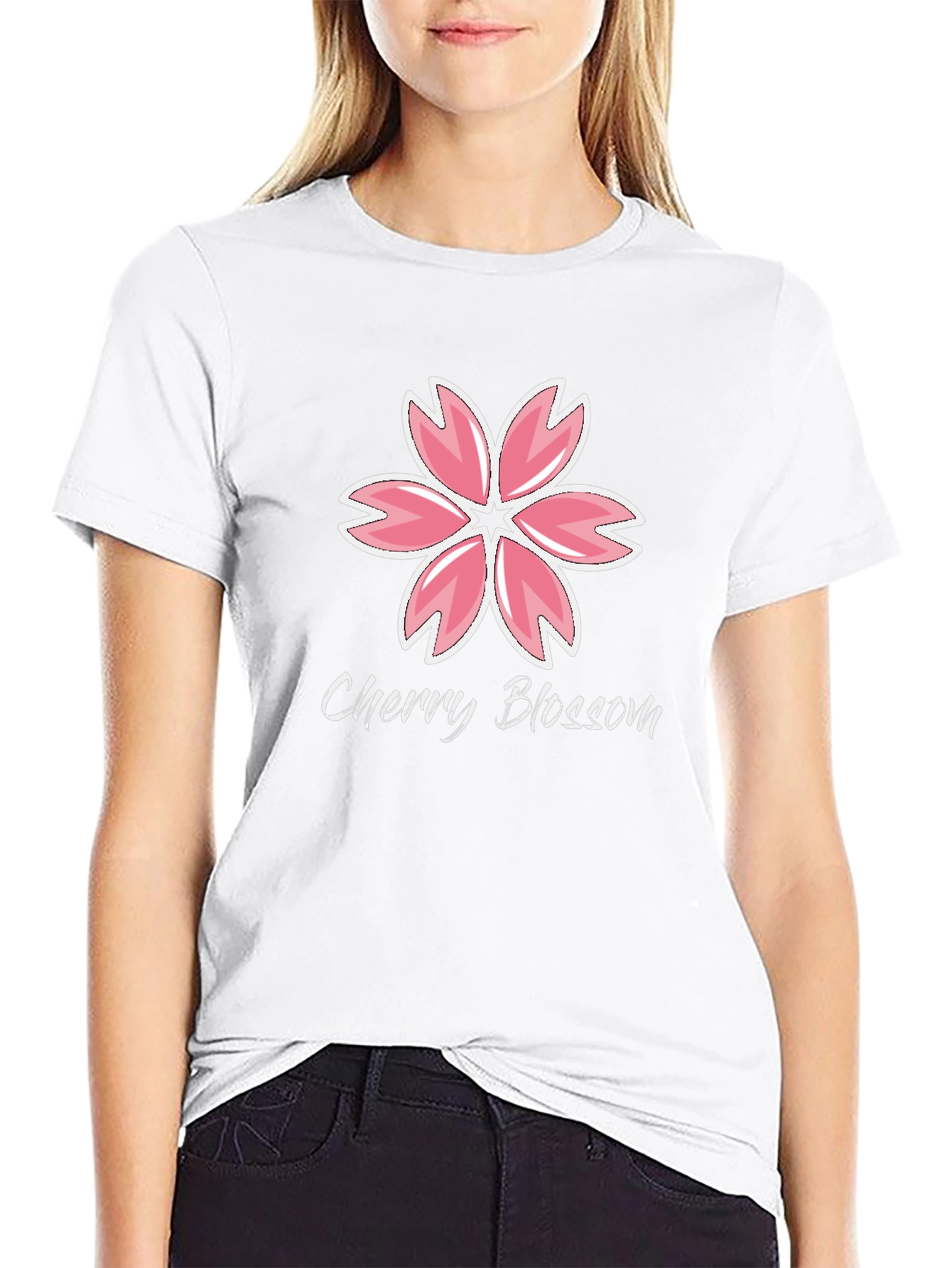 Cherry Blossom Graphic Black T-Shirt