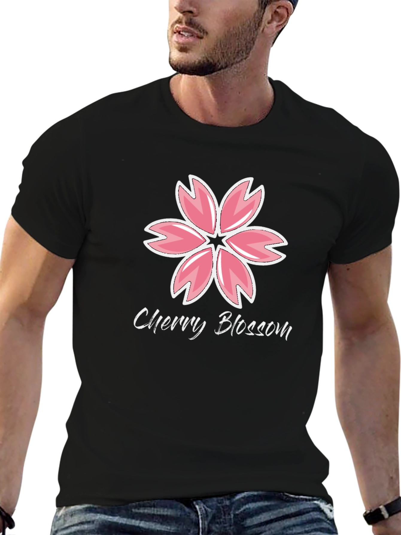 Cherry Blossom Graphic Black T-Shirt