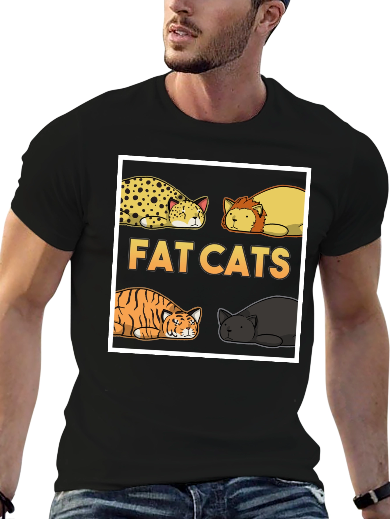 Fat Cats Graphic T-Shirt - Unisex Black Tee