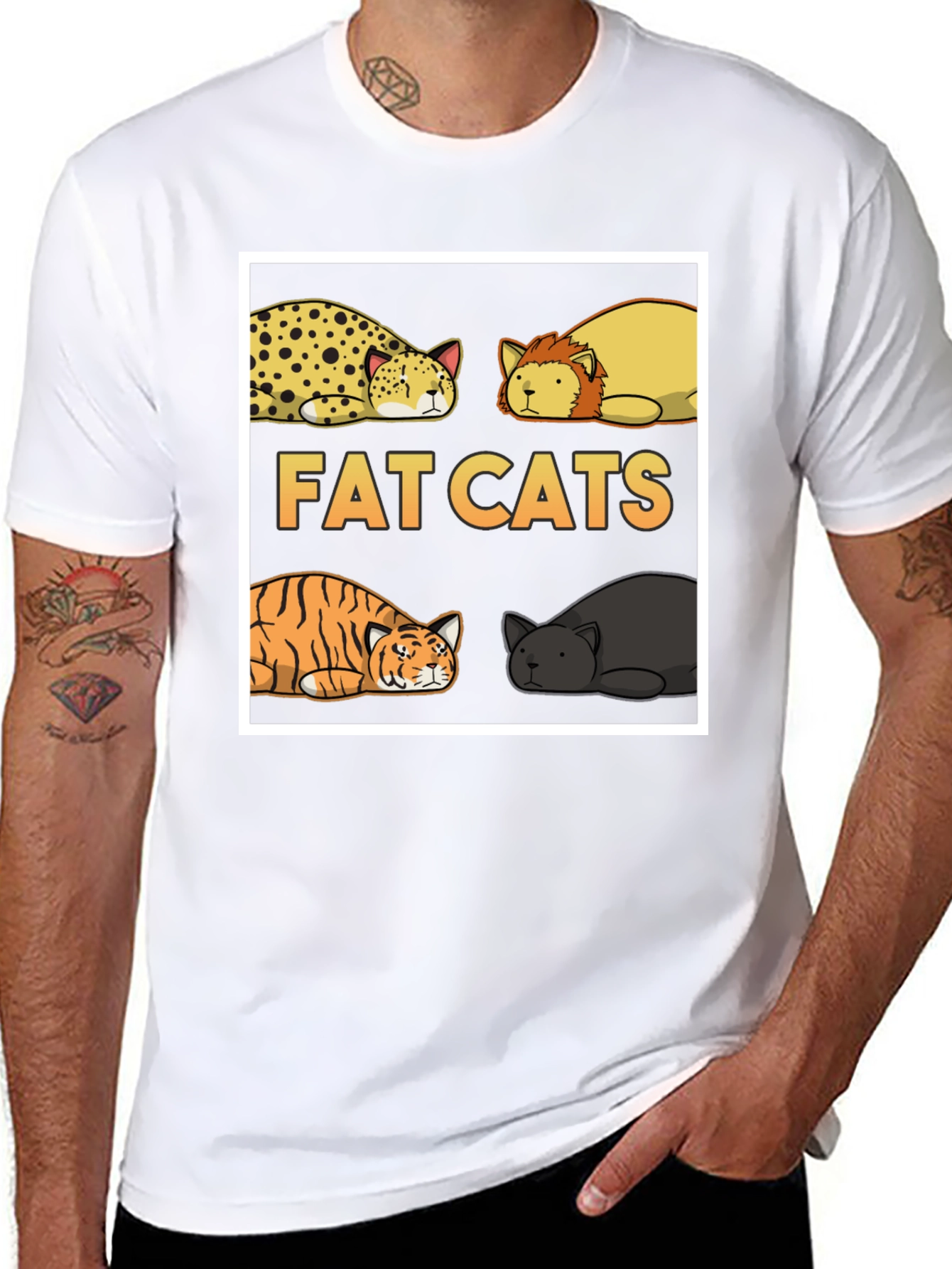 Fat Cats Graphic T-Shirt - Unisex Black Tee
