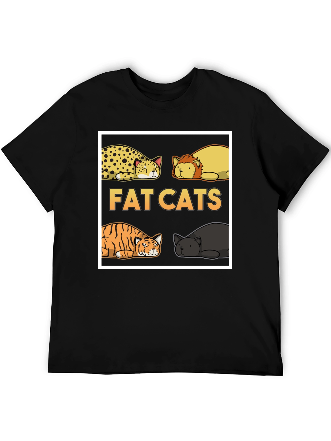 Fat Cats Graphic T-Shirt - Unisex Black Tee