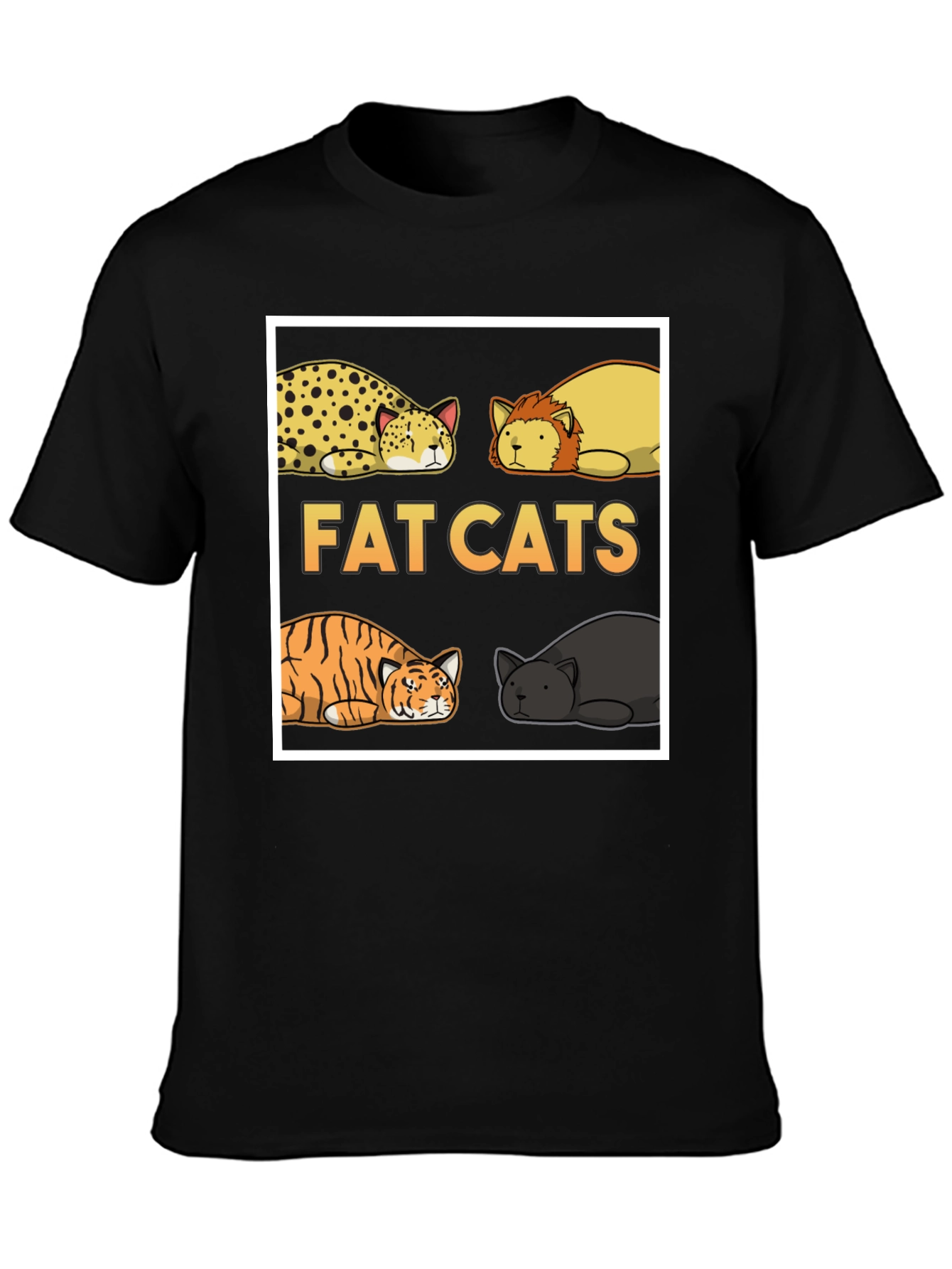 Fat Cats Graphic T-Shirt - Unisex Black Tee