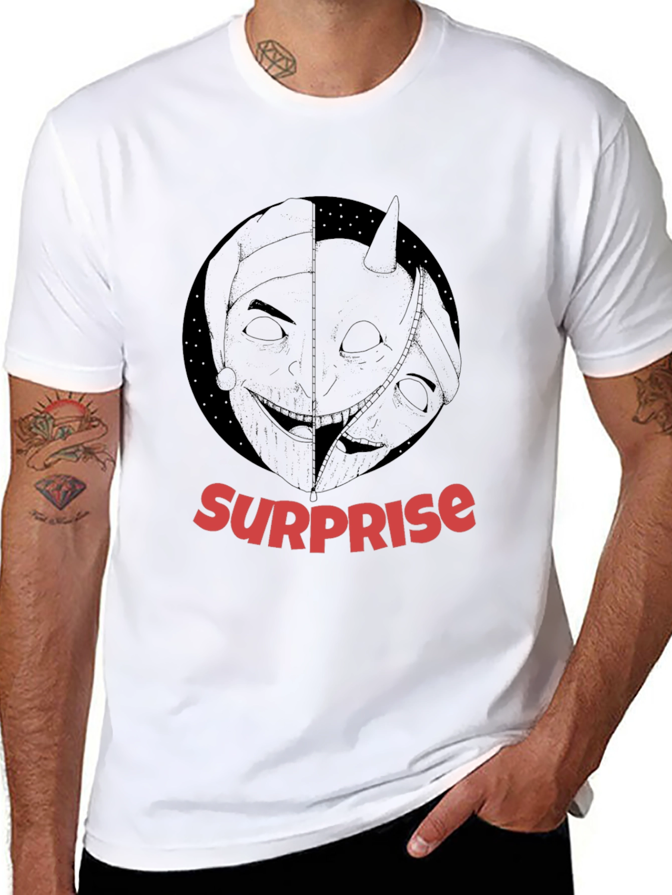Surprise Graphic Print Black T-Shirt