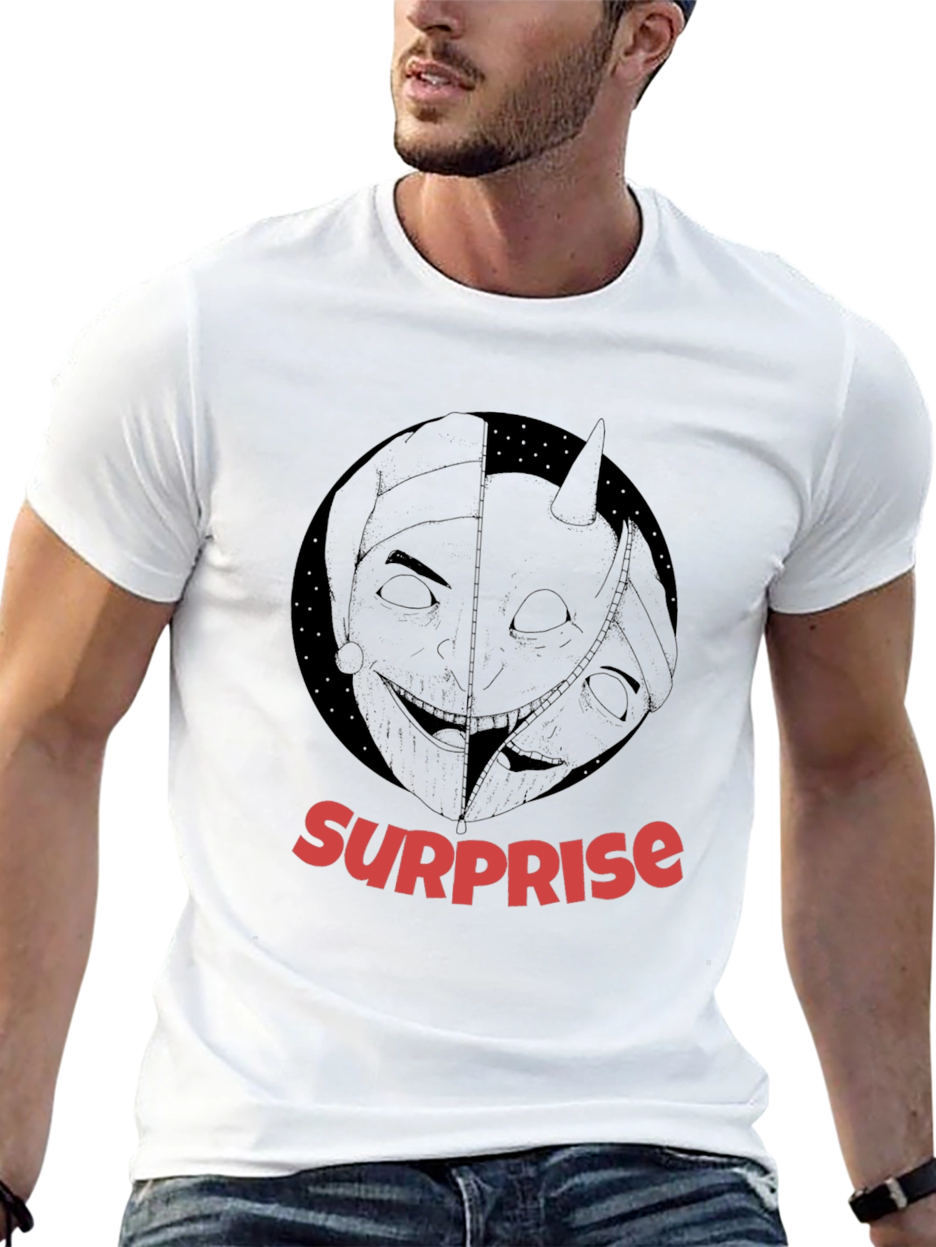 Surprise Graphic Print Black T-Shirt