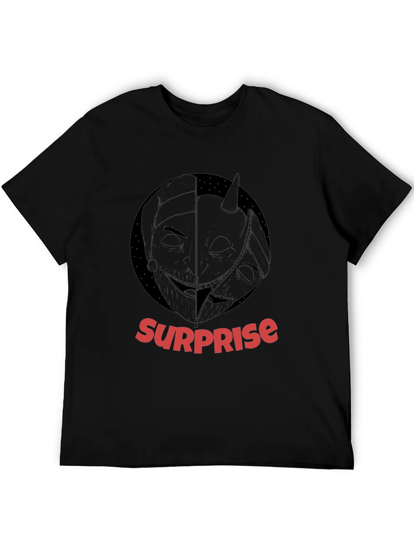Surprise Graphic Print Black T-Shirt
