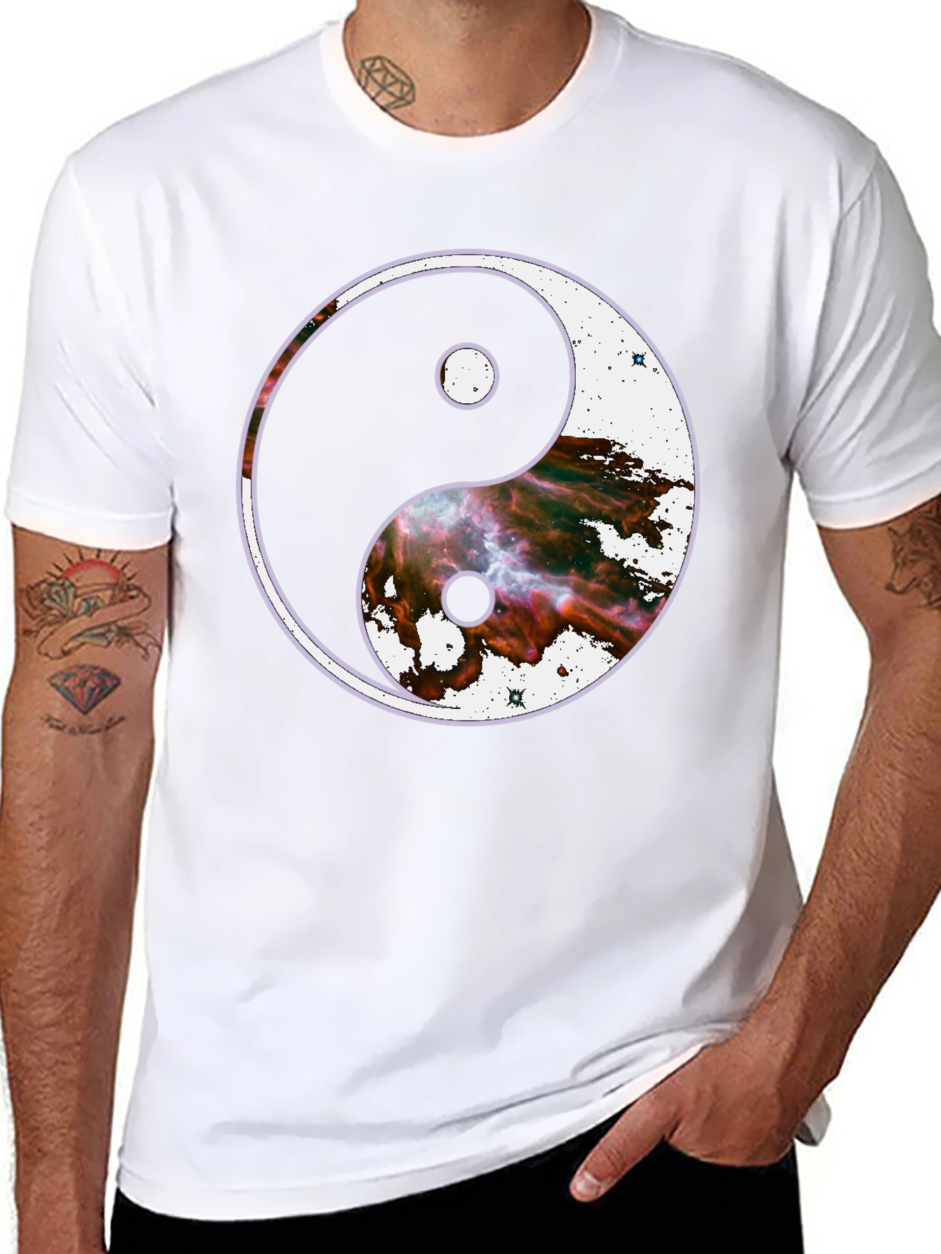 Yin Yang Galaxy Graphic Tee - Cosmic Balance