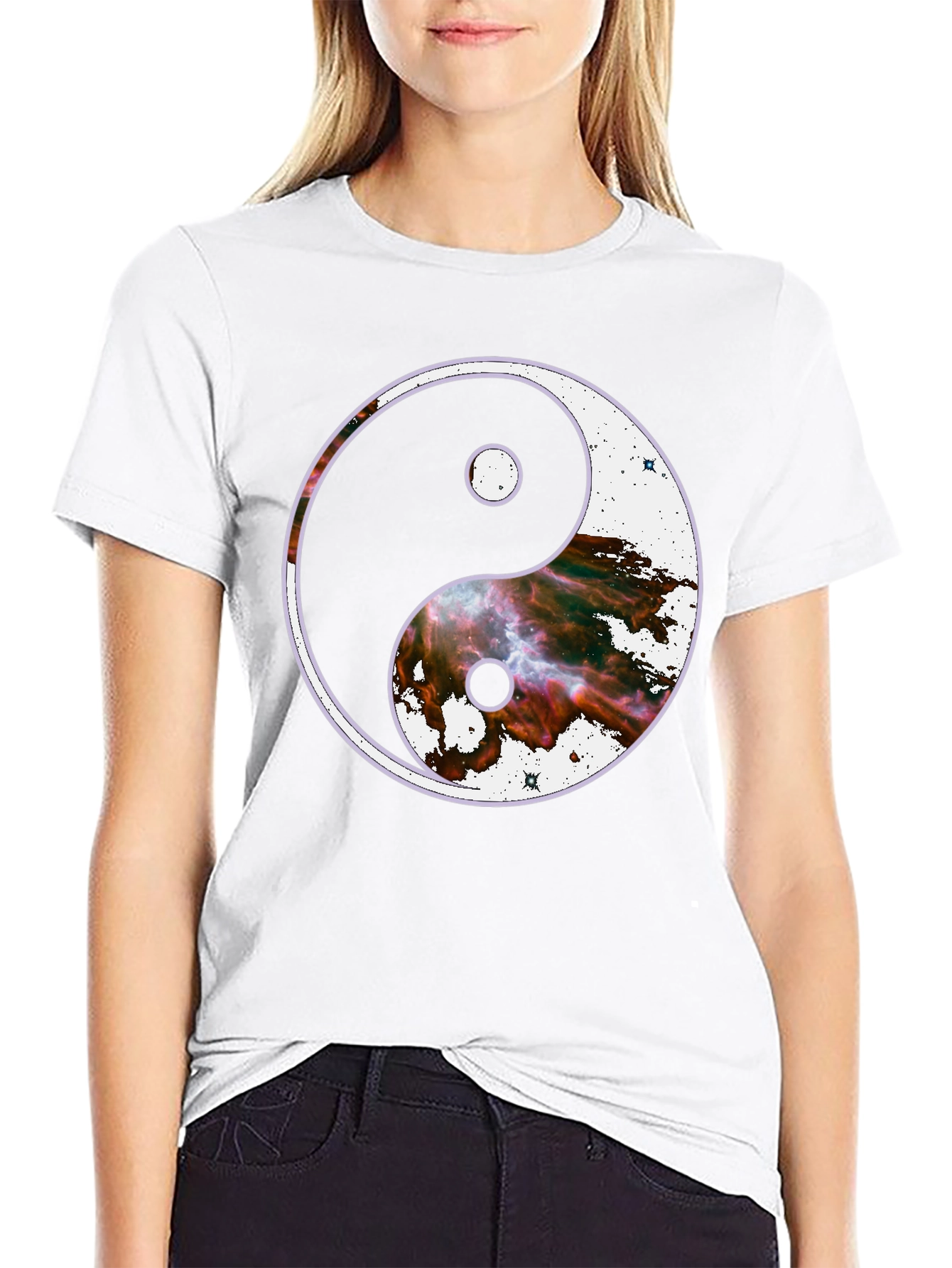 Yin Yang Galaxy Graphic Tee - Cosmic Balance