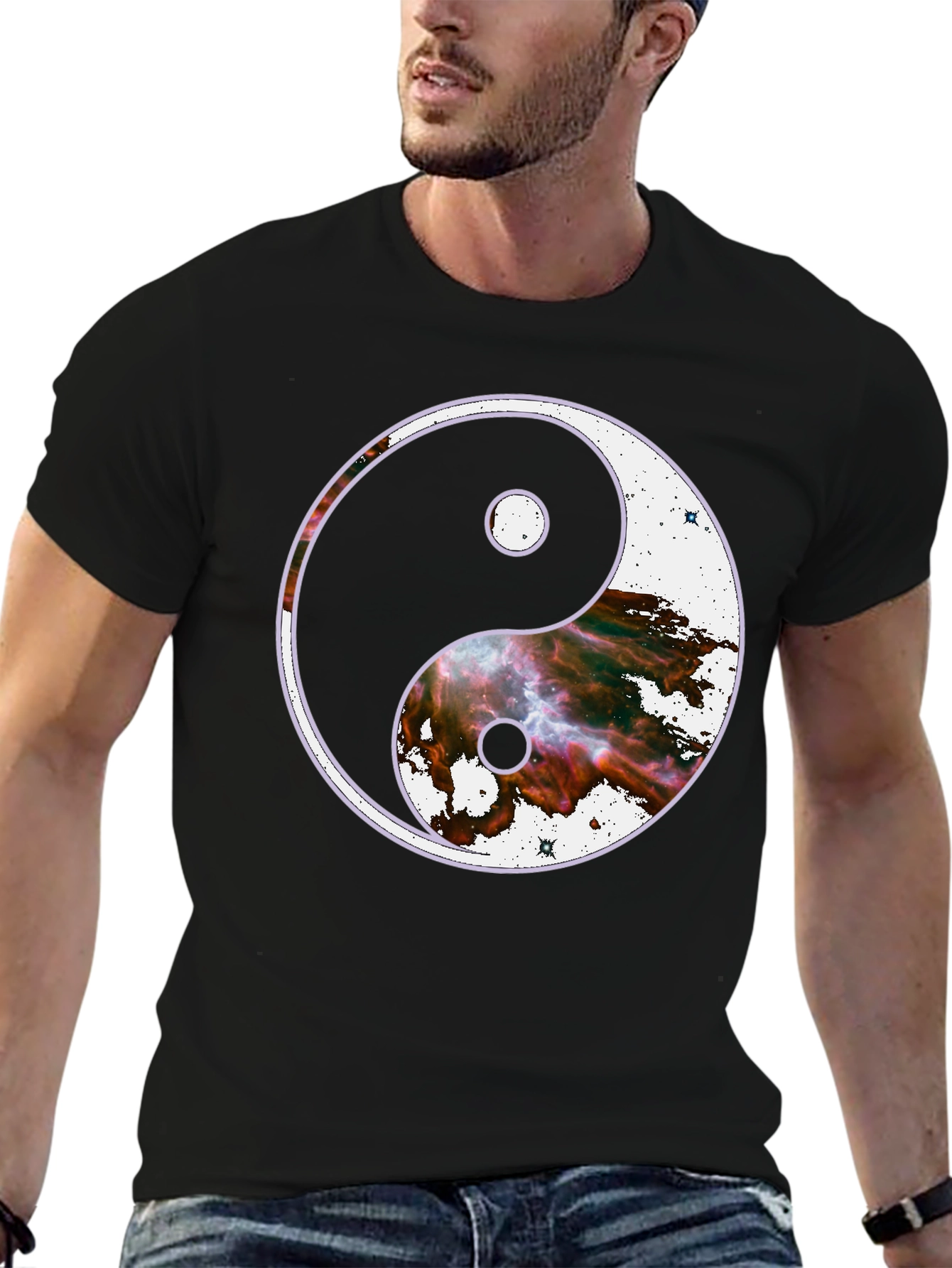 Yin Yang Galaxy Graphic Tee - Cosmic Balance