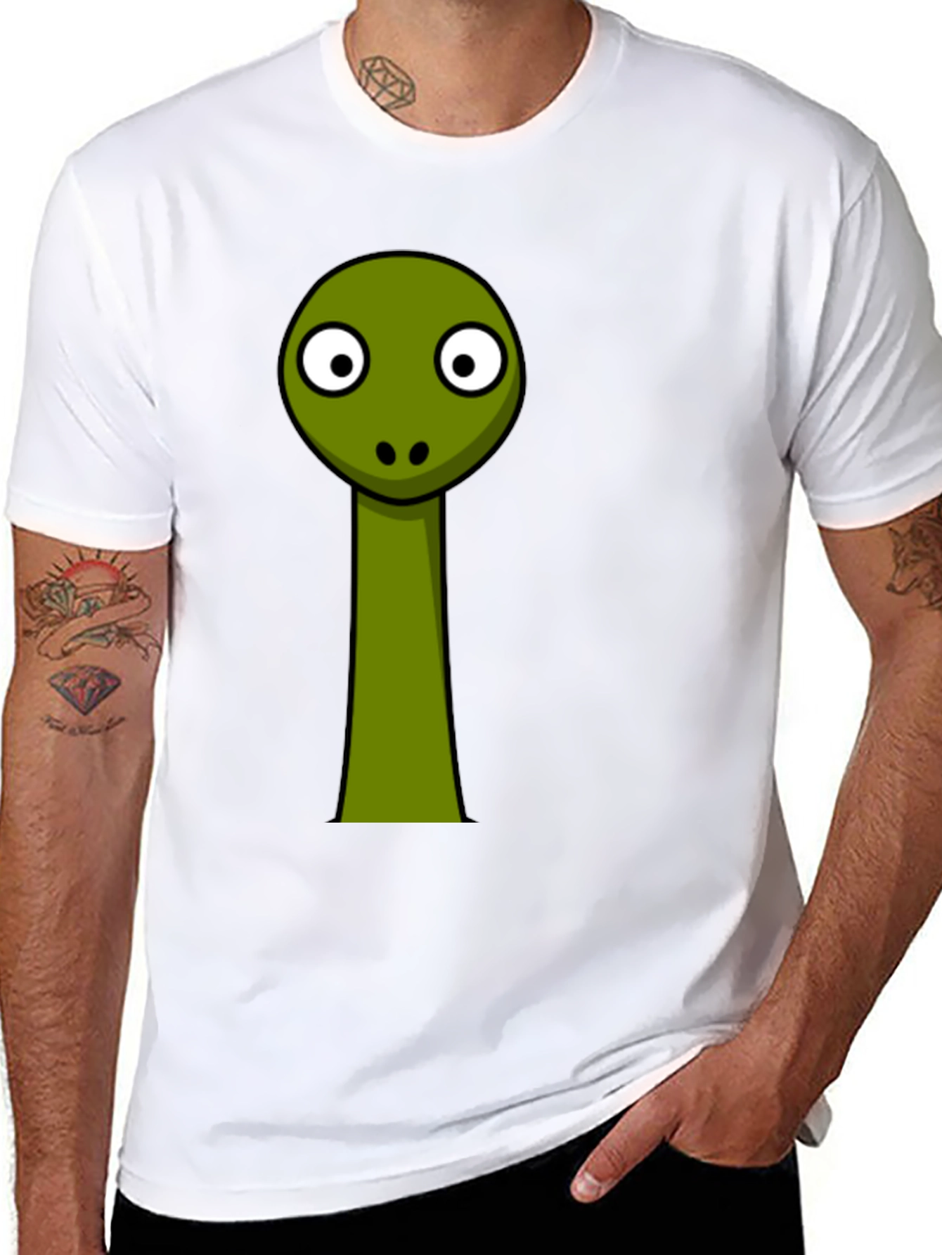 Cartoon Dinosaur Graphic Black Tee Shirt