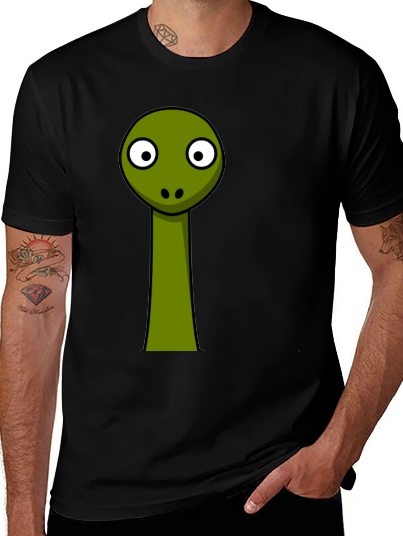 Cartoon Dinosaur Graphic Black Tee Shirt